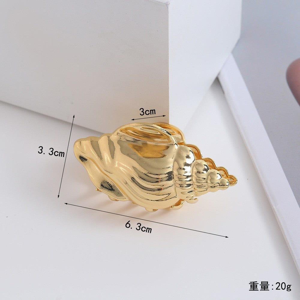 Conch Shell Beach Metallic Claw Clip