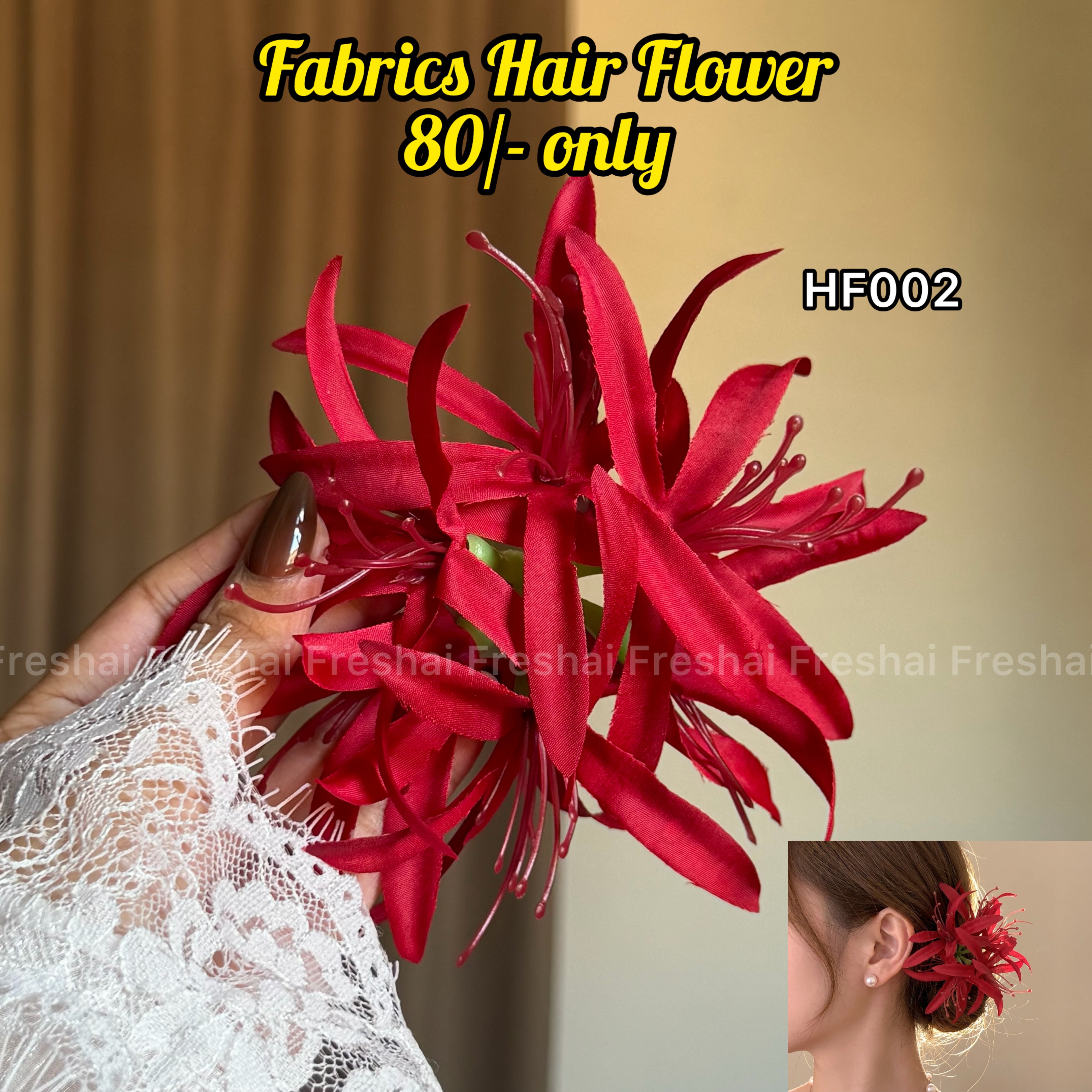 Large Red Fabric Hair Flower