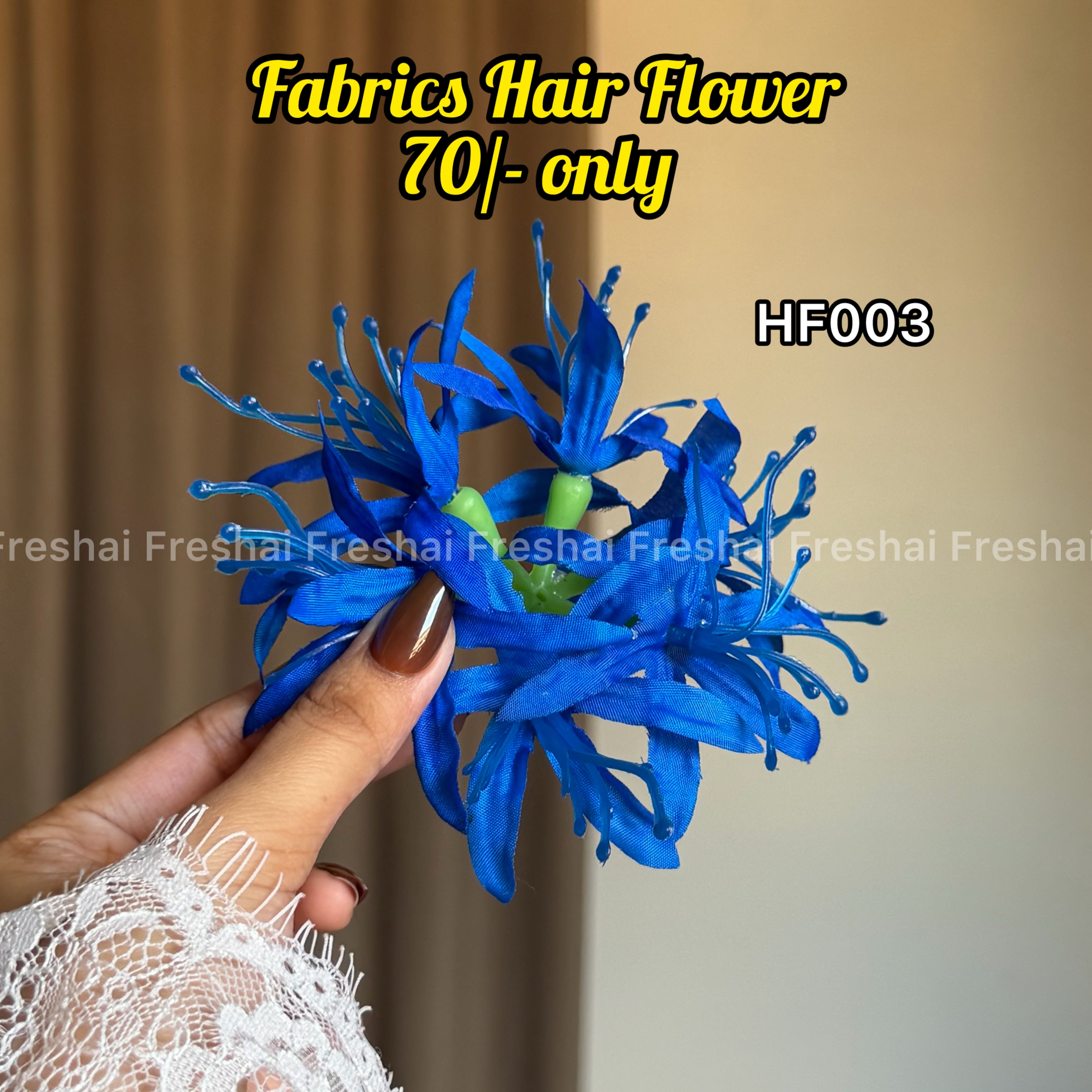 Blue Fabric Hair Flower