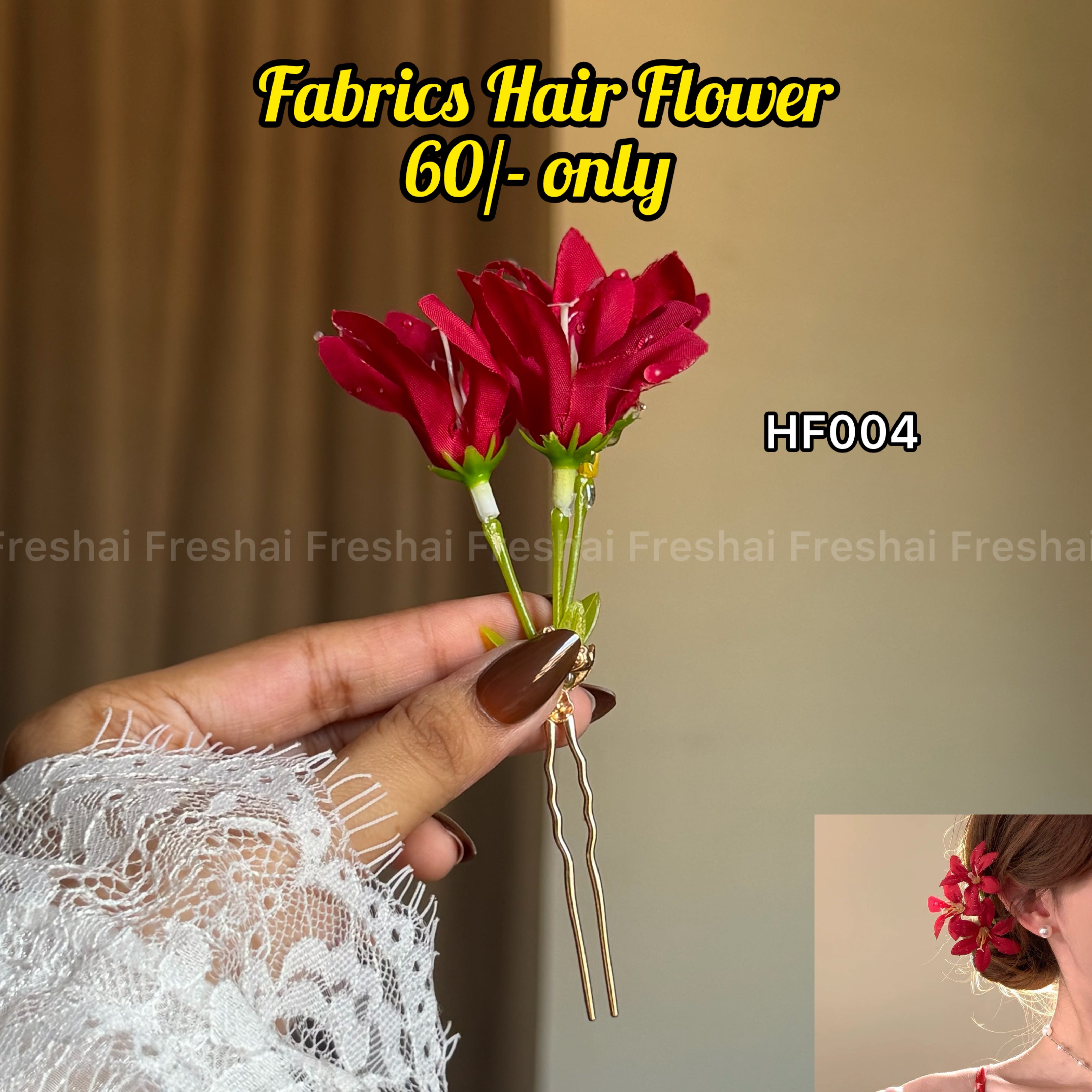 Small Red Fabric Hair Flower