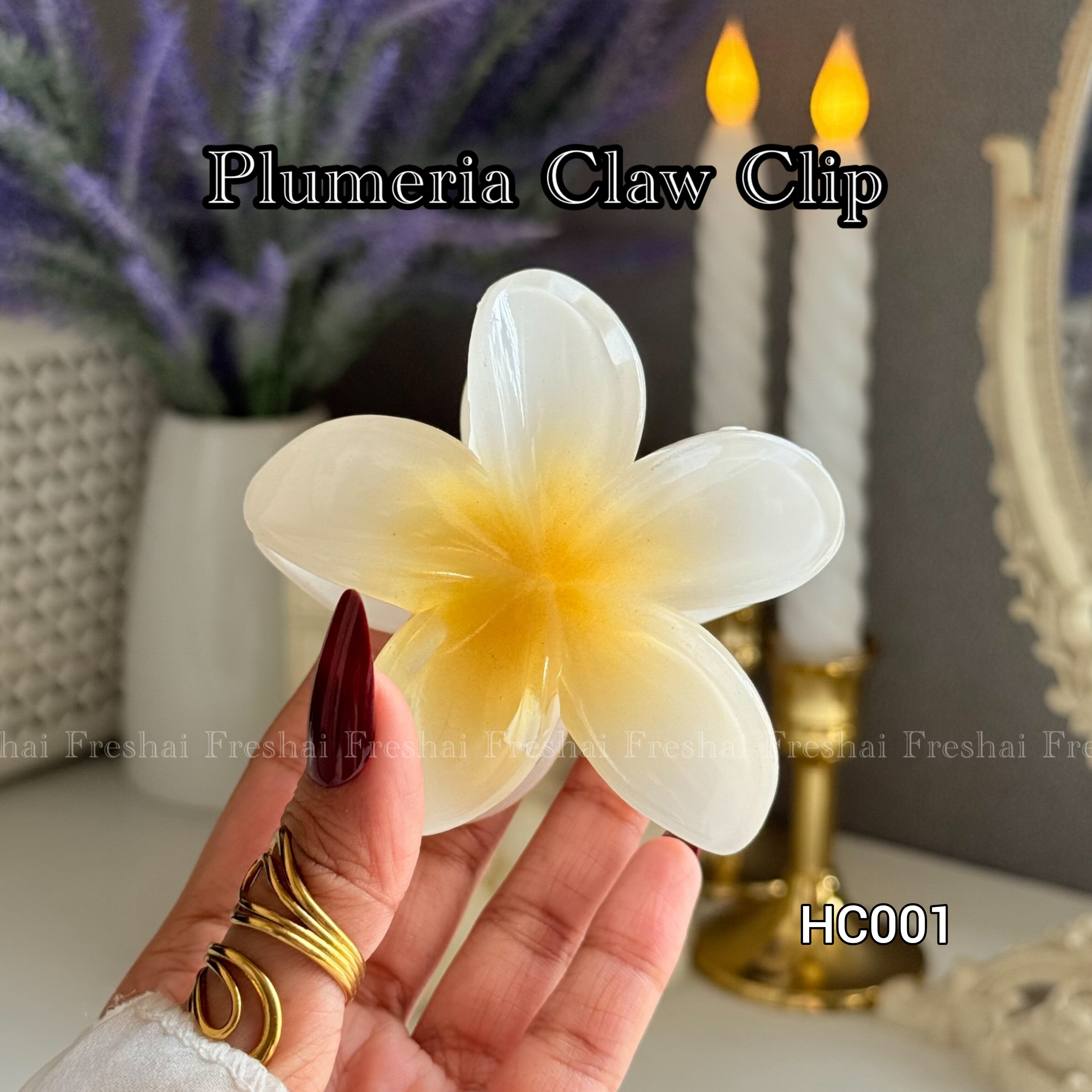 Yellow Plumeria Claw Clip