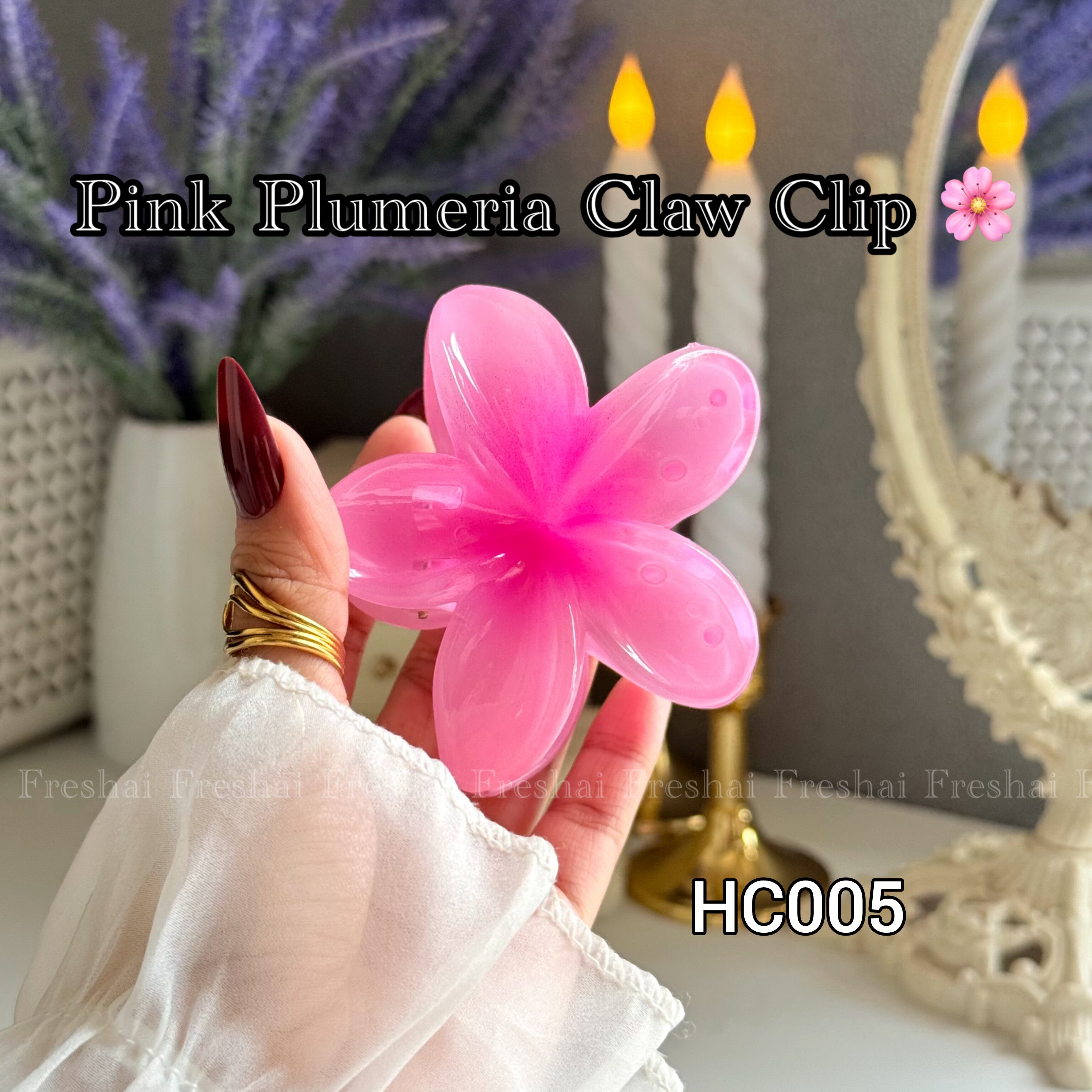 Hot Pink Plumeria Claw Clip