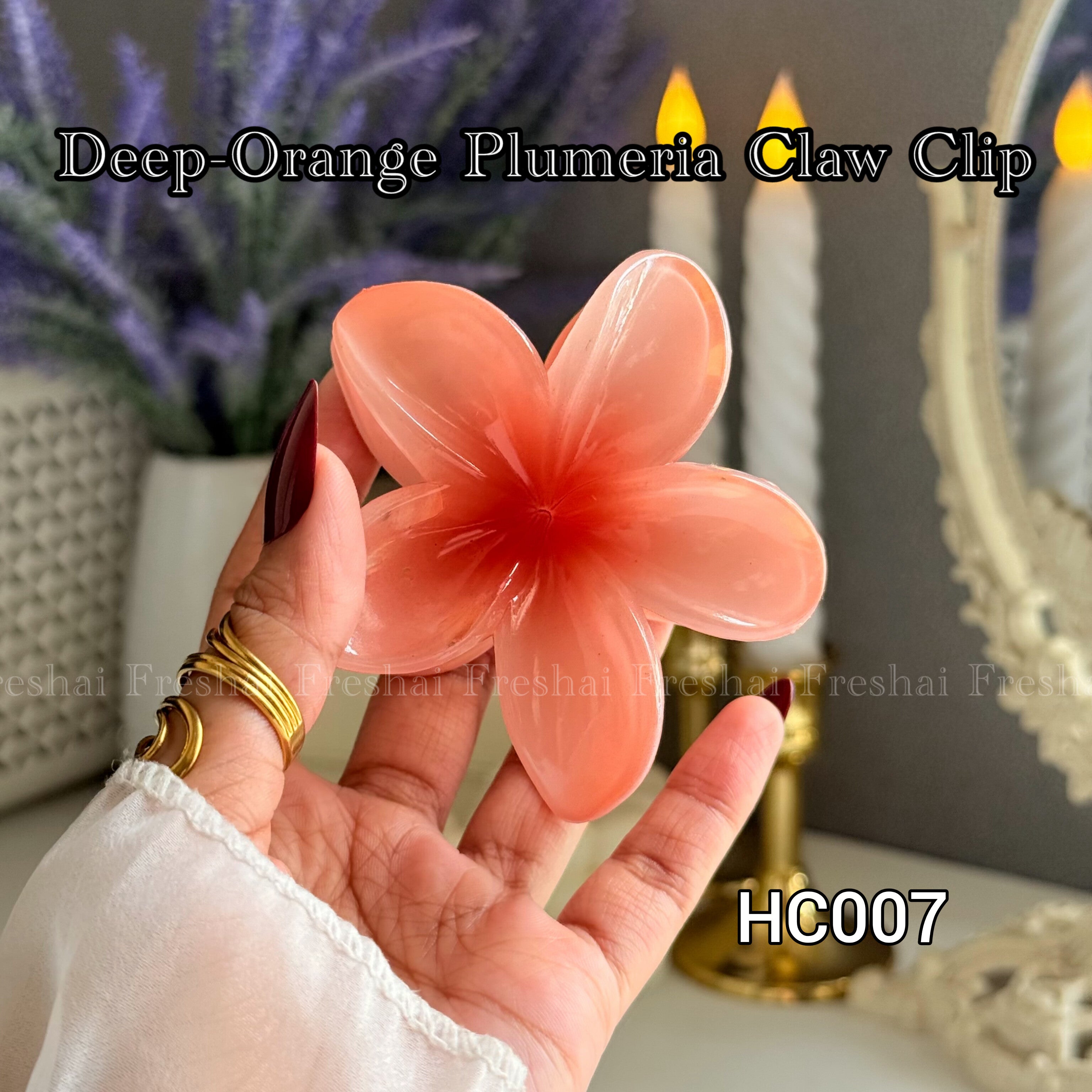 Orange Plumeria Claw Clip