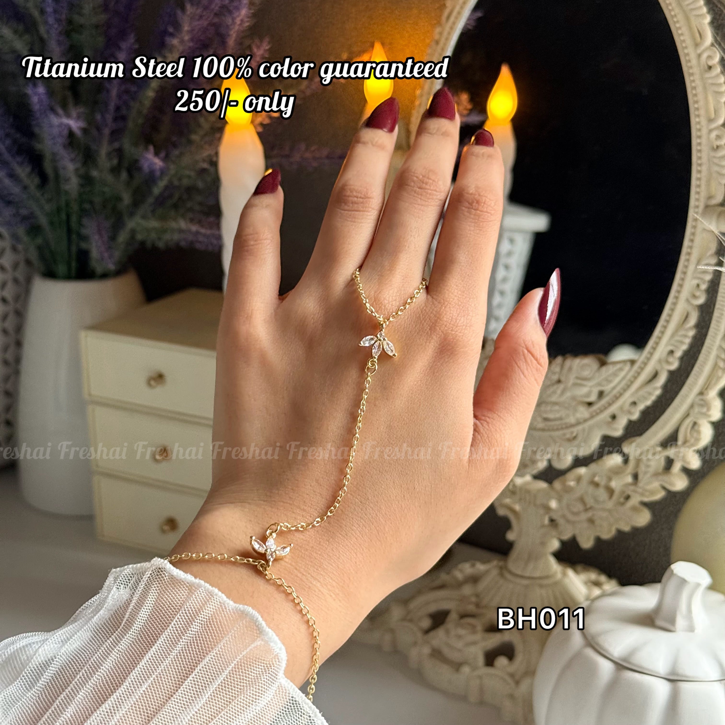 18K Gold Plated Crystal Flower Titanium Steel Hand Chain
