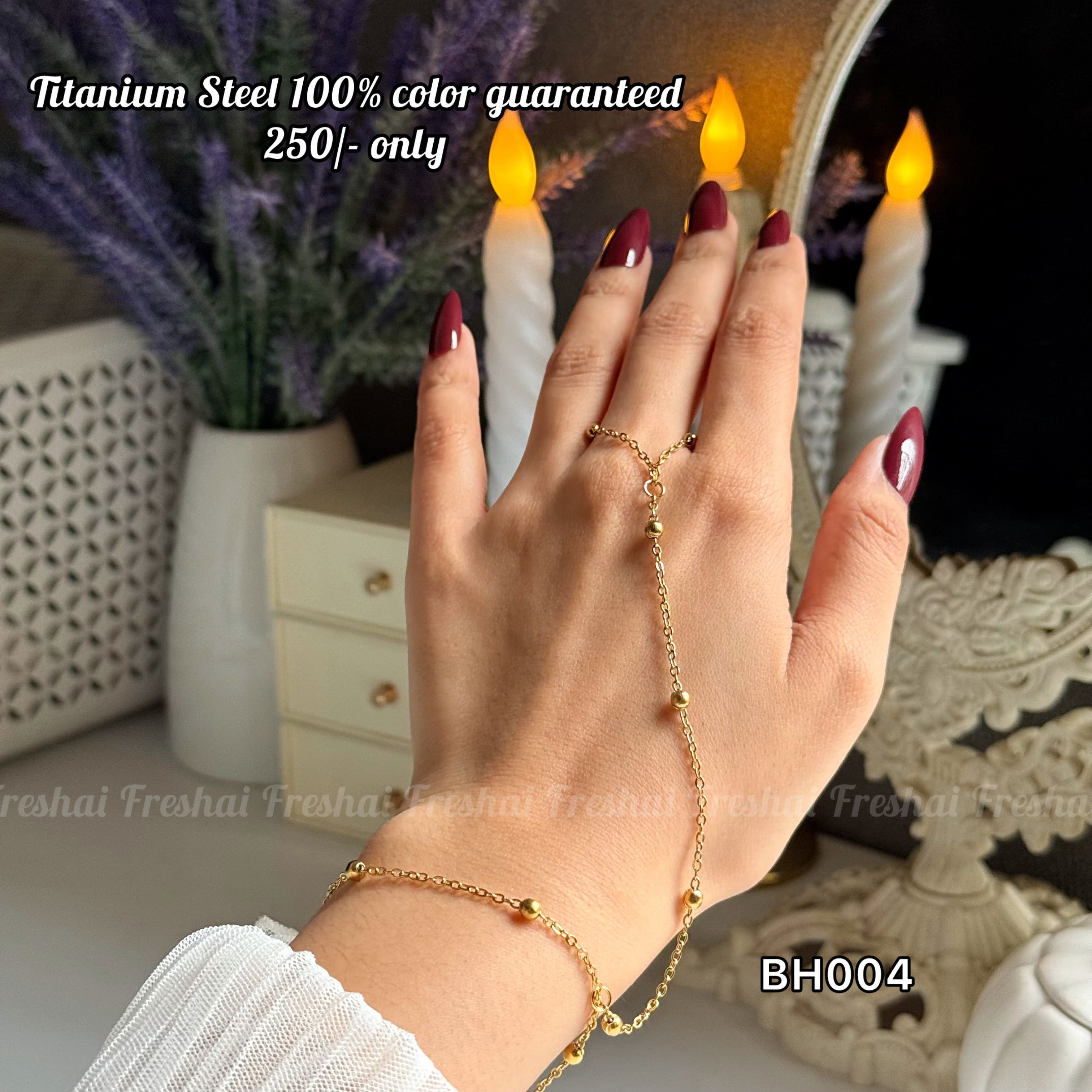 Gold Ball Bead Titanium Steel Hand Chain