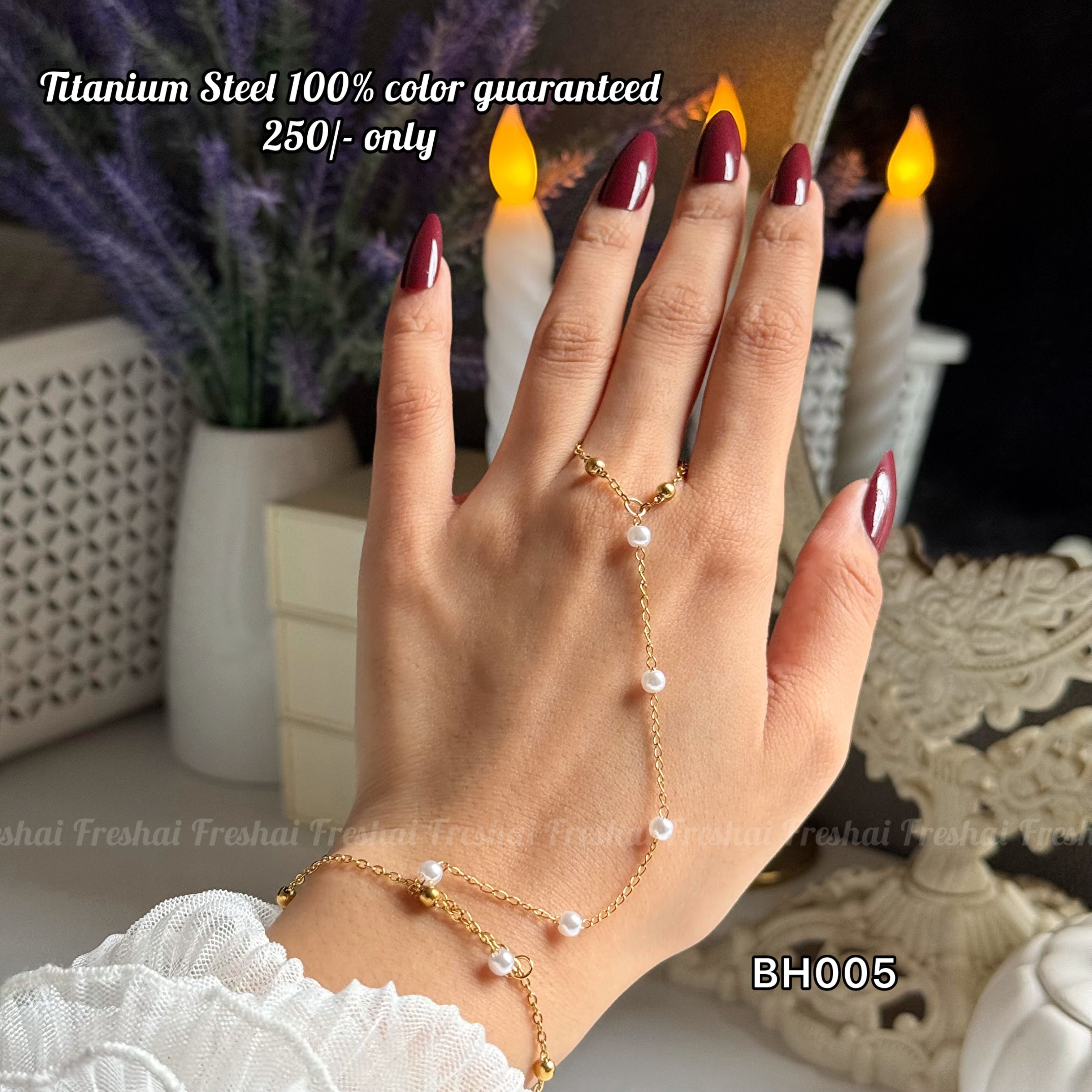 Pearl Bead Titanium Steel Hand Chain