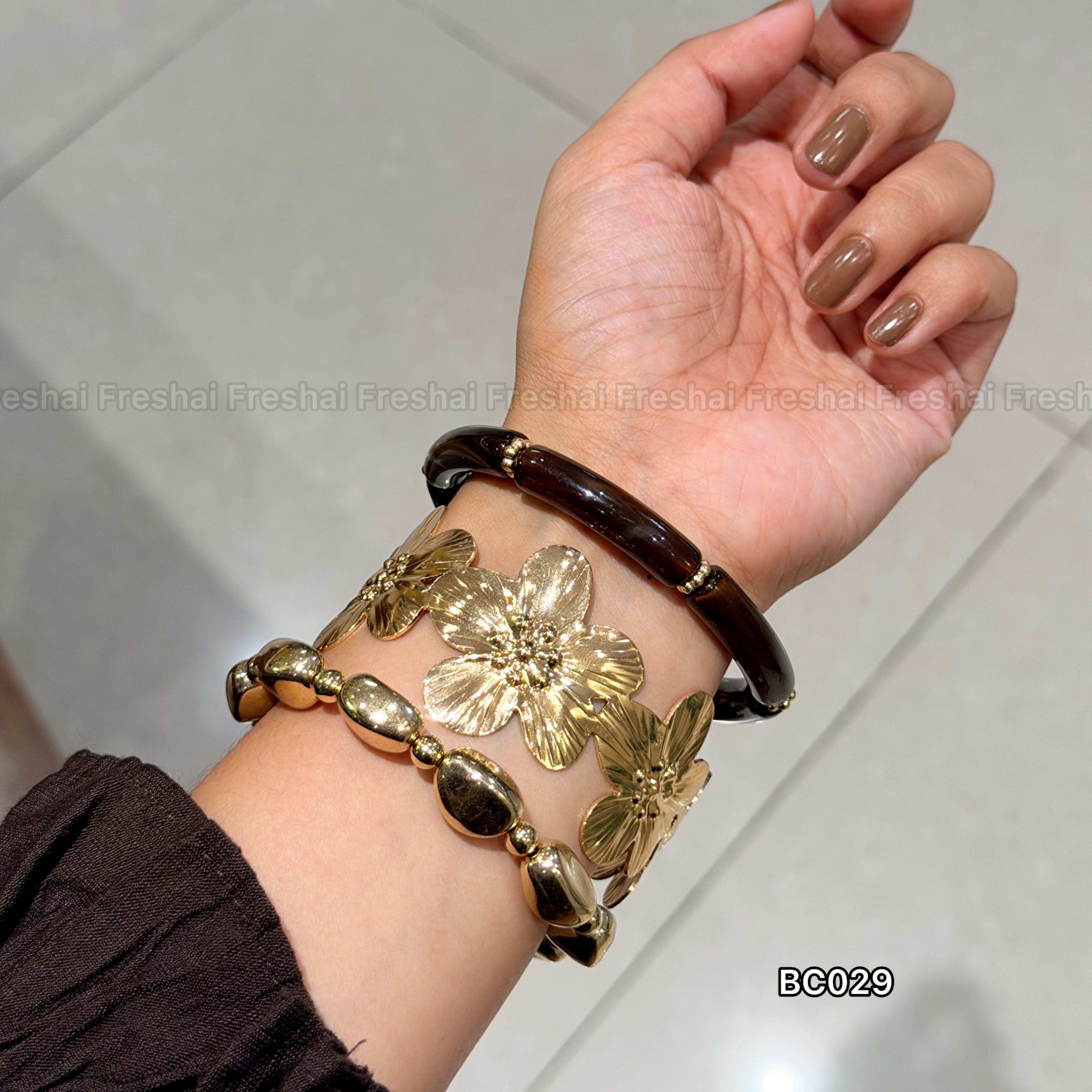 Floral Cuff Bracelet Set