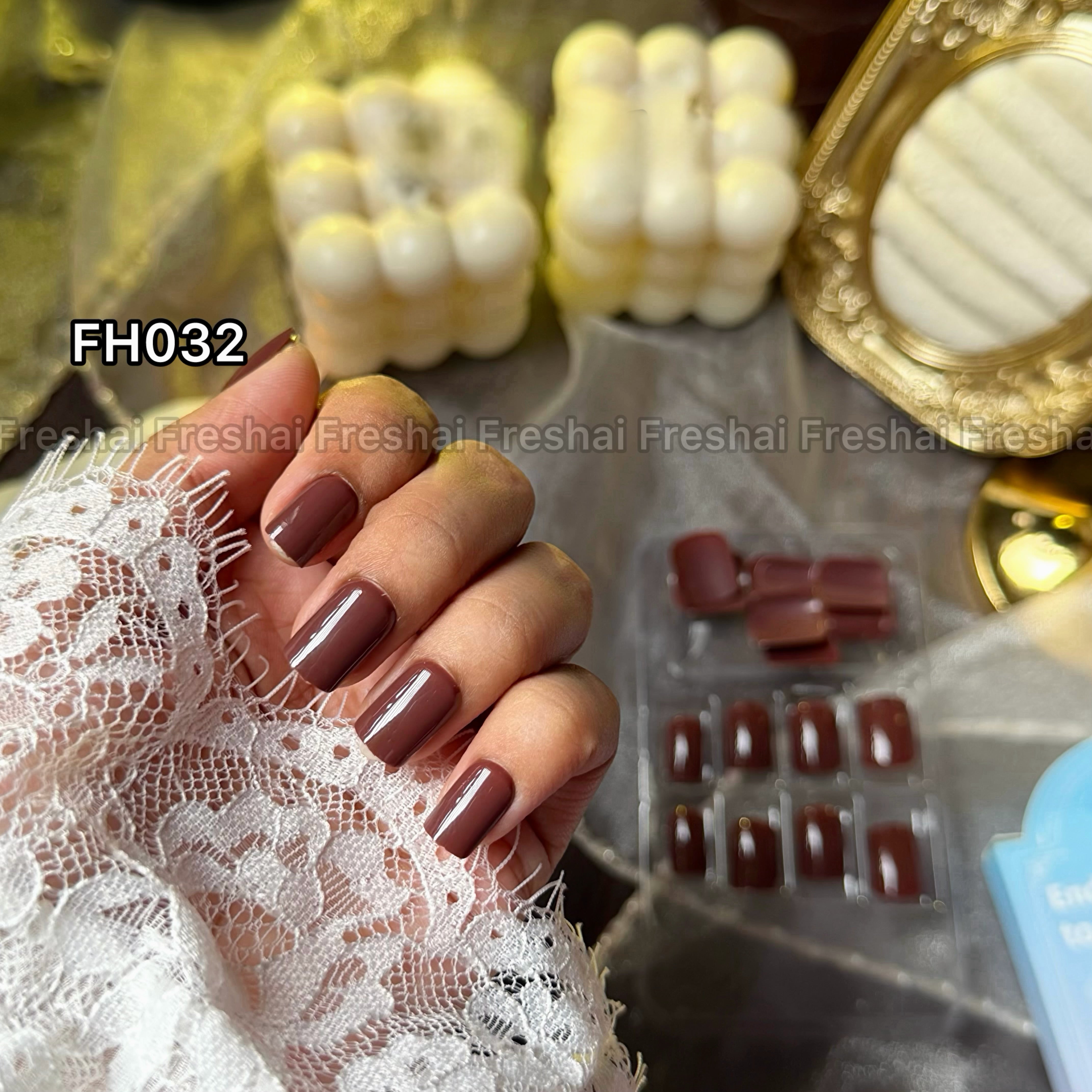 Dark Brown Almond Fake Nails