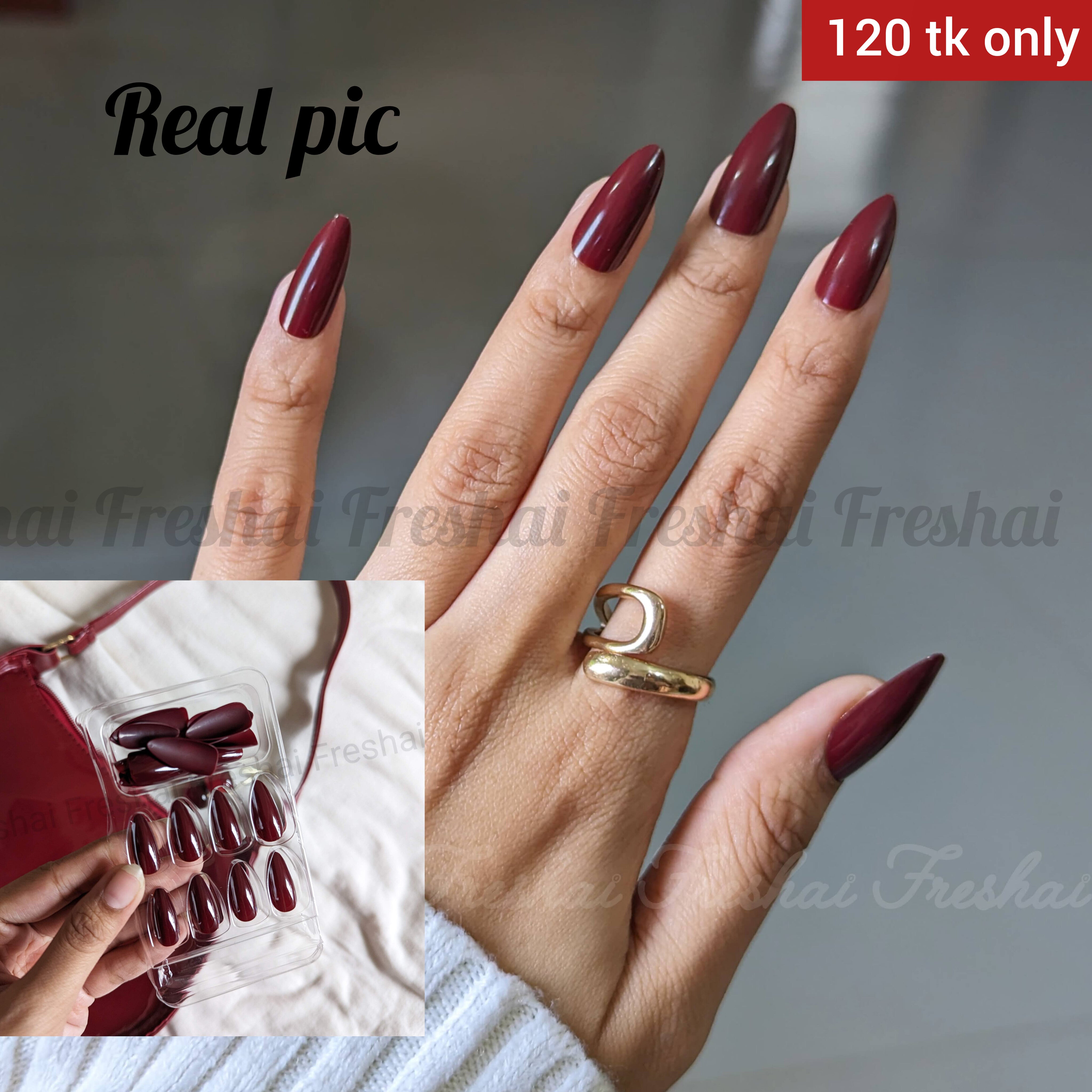 Dark Wine Almond Nails