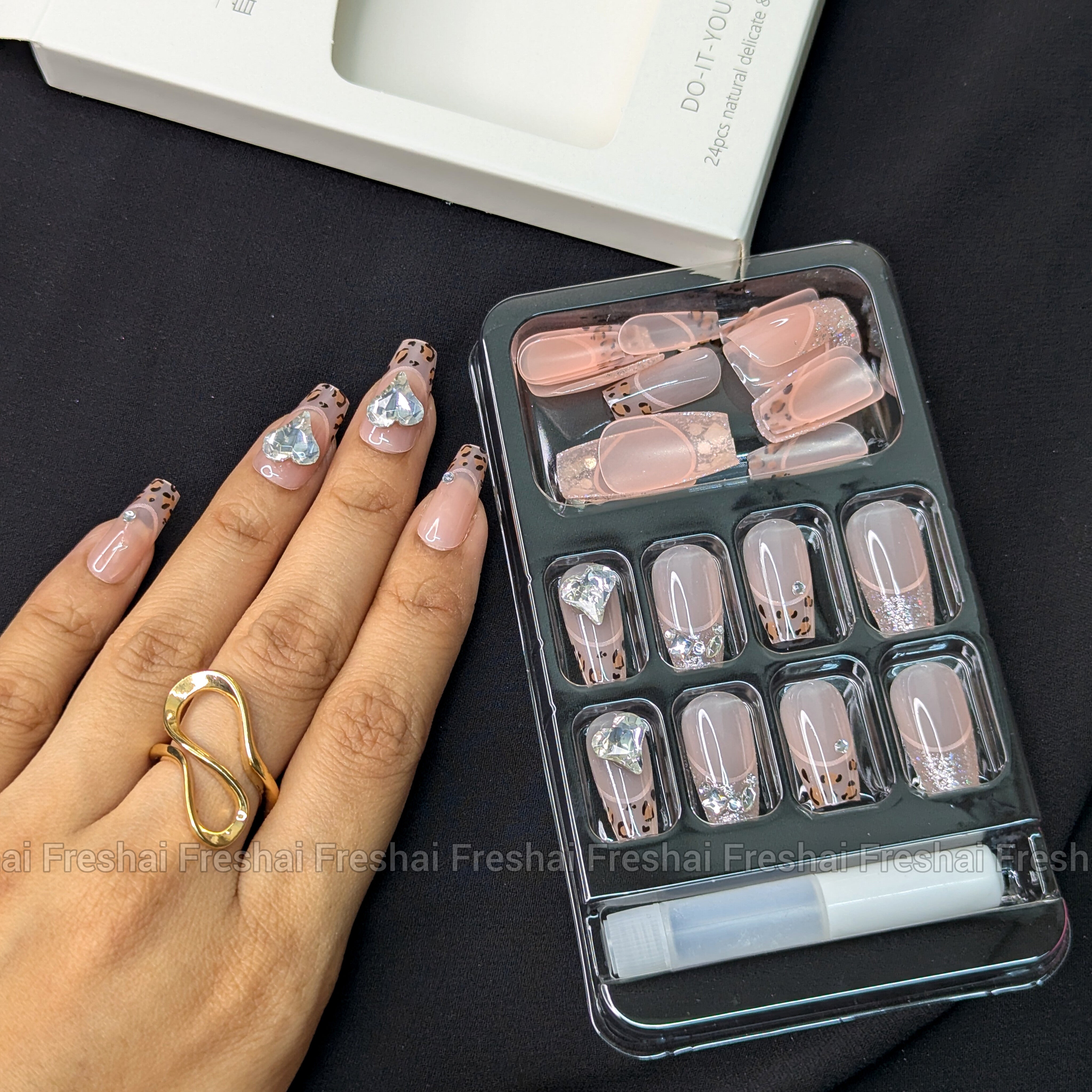 Brown Leopard Stone Press On Nails