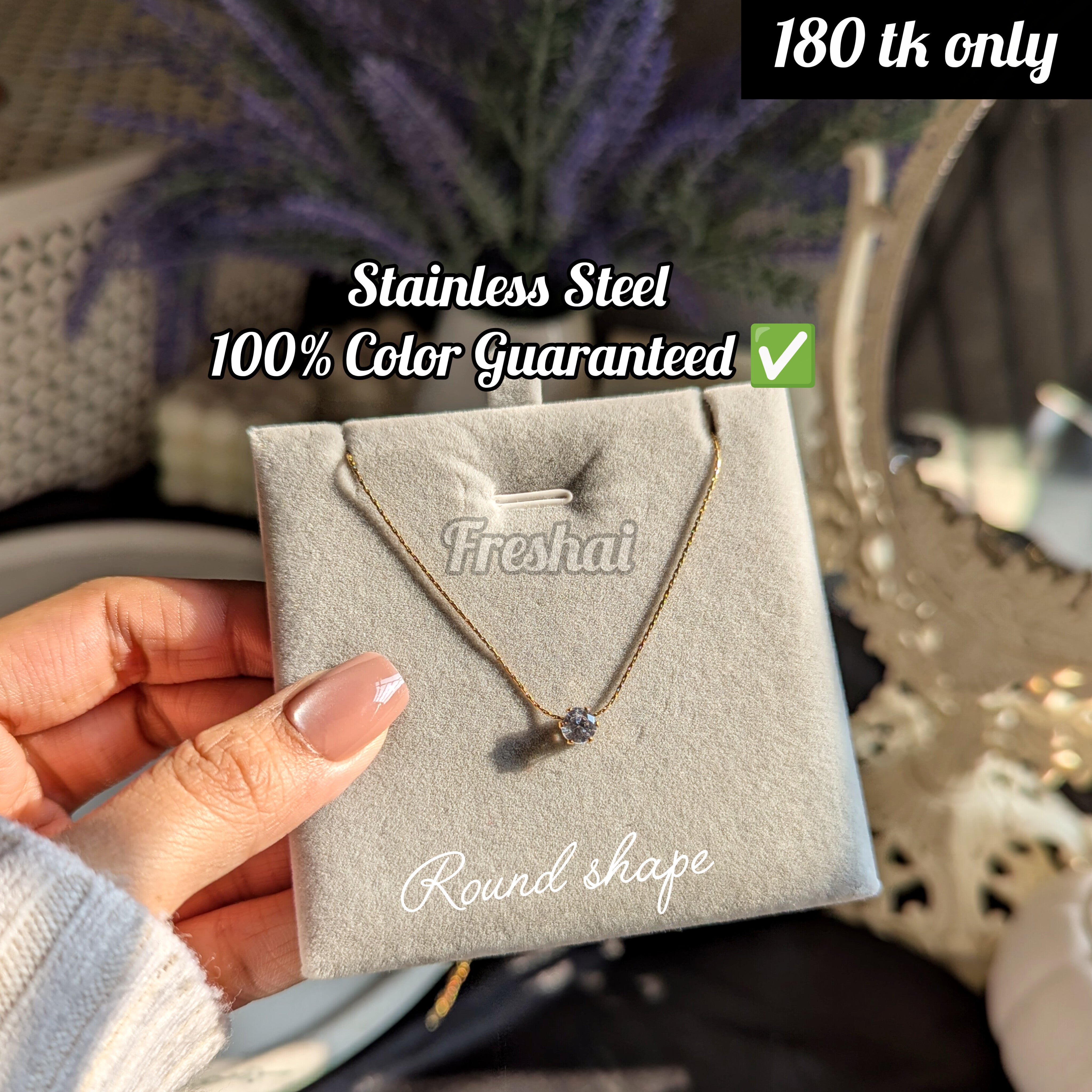 Gold Round Stone Pendant