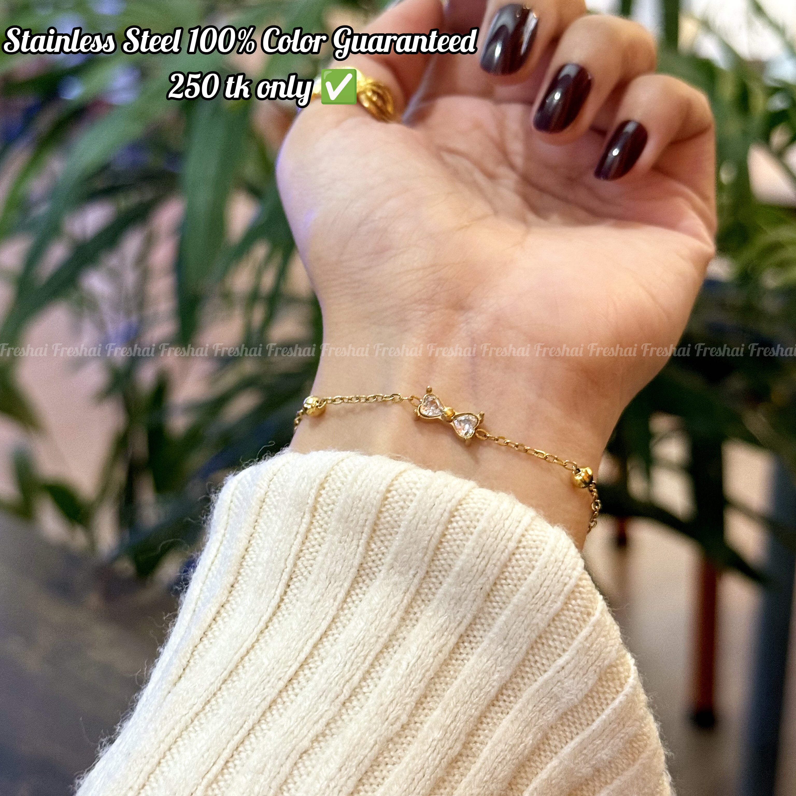 Bow Style golden Stainless Steel bracelet