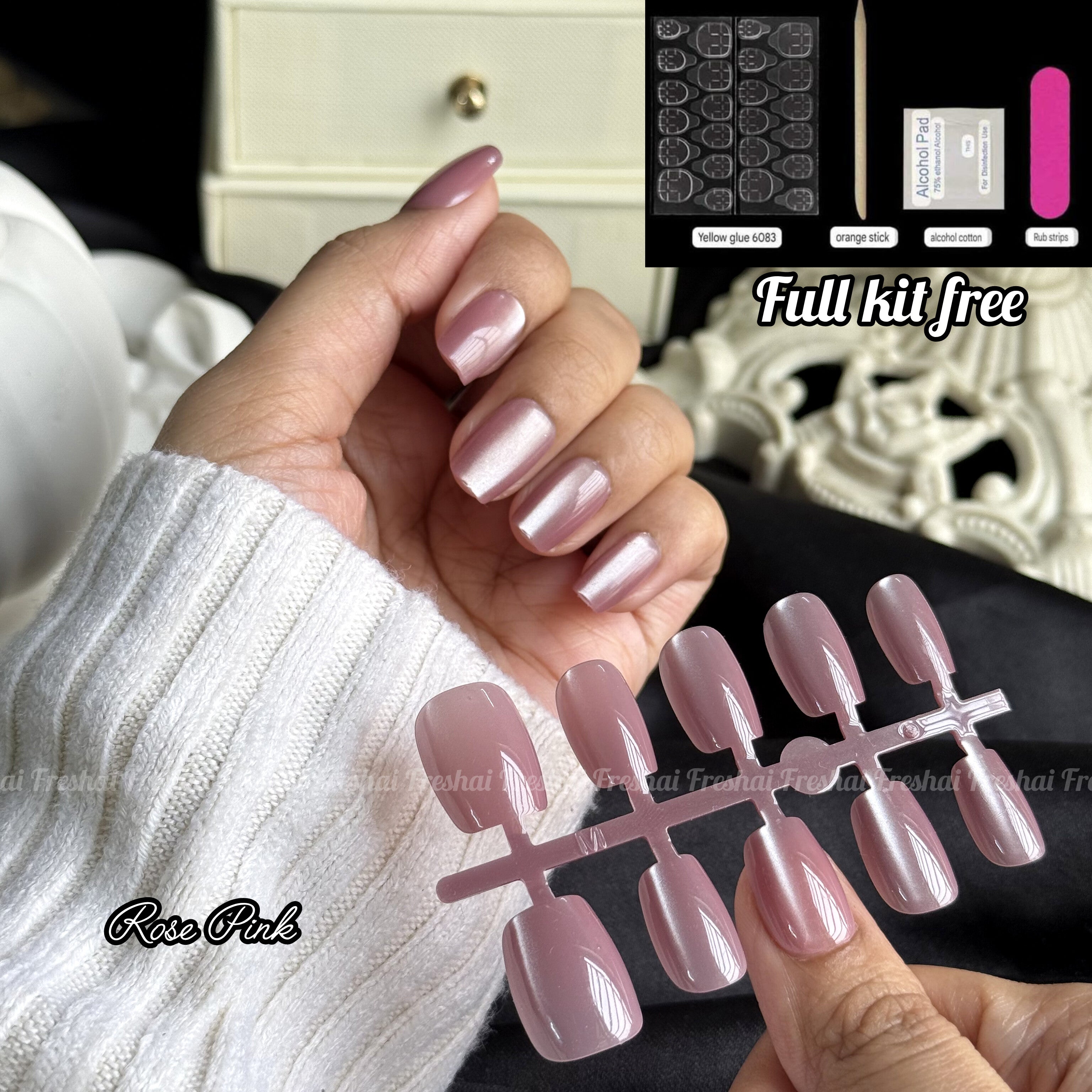 Rose Pink Cat Eye Nails