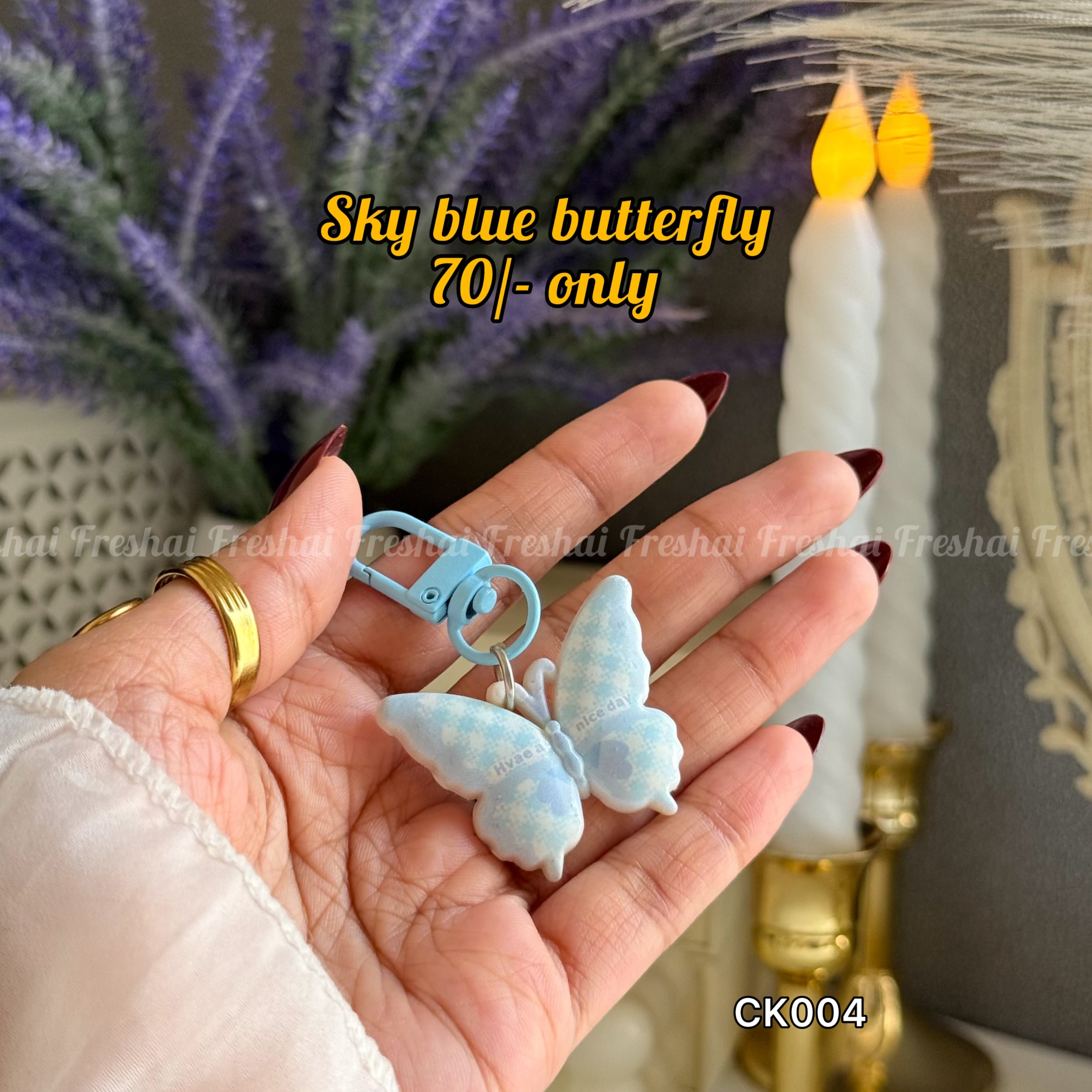 Sky Blue Butterfly Key charm