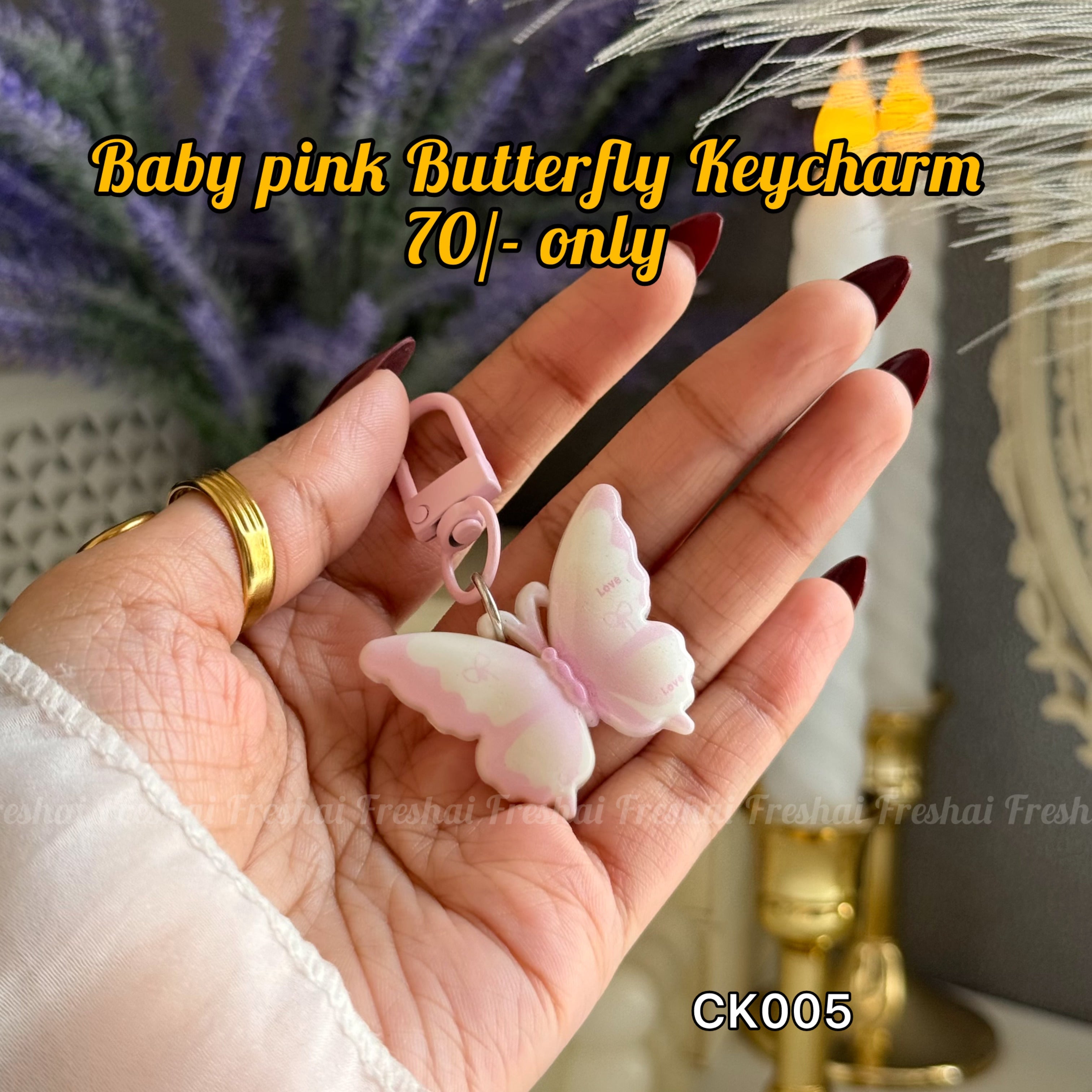 Baby Pink Butterfly Key charm