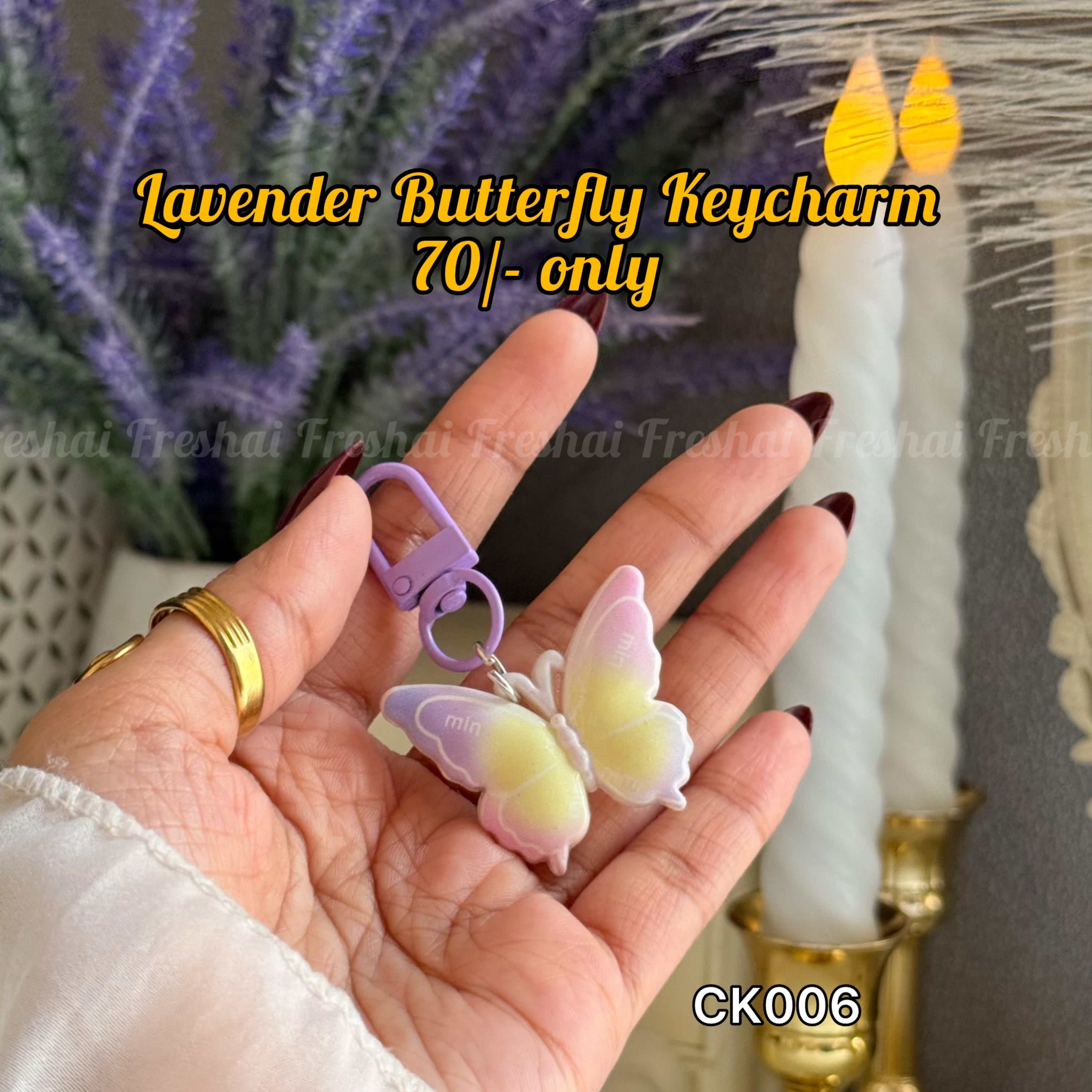 Lavender Butterfly Key charm
