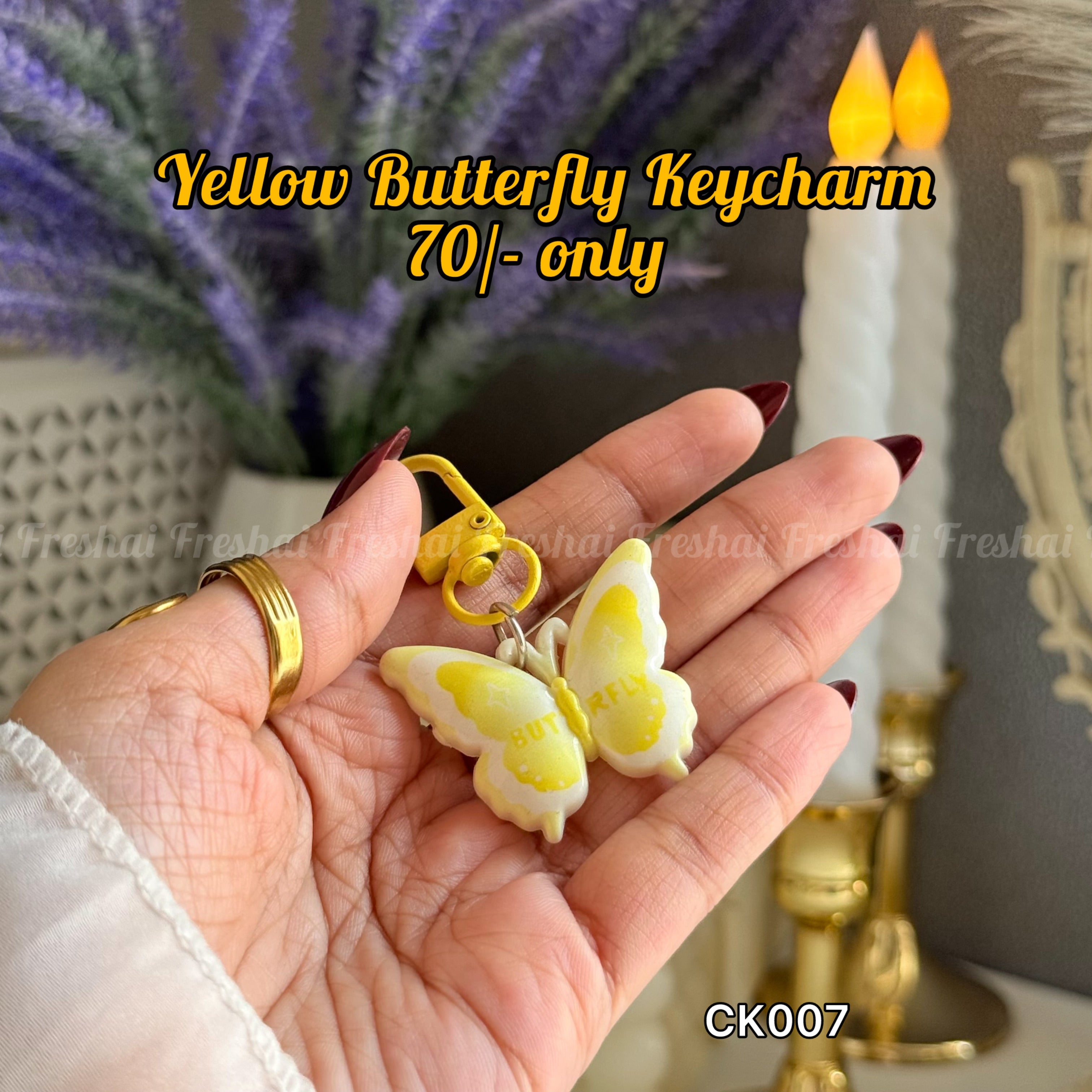 Yellow Butterfly Key charm