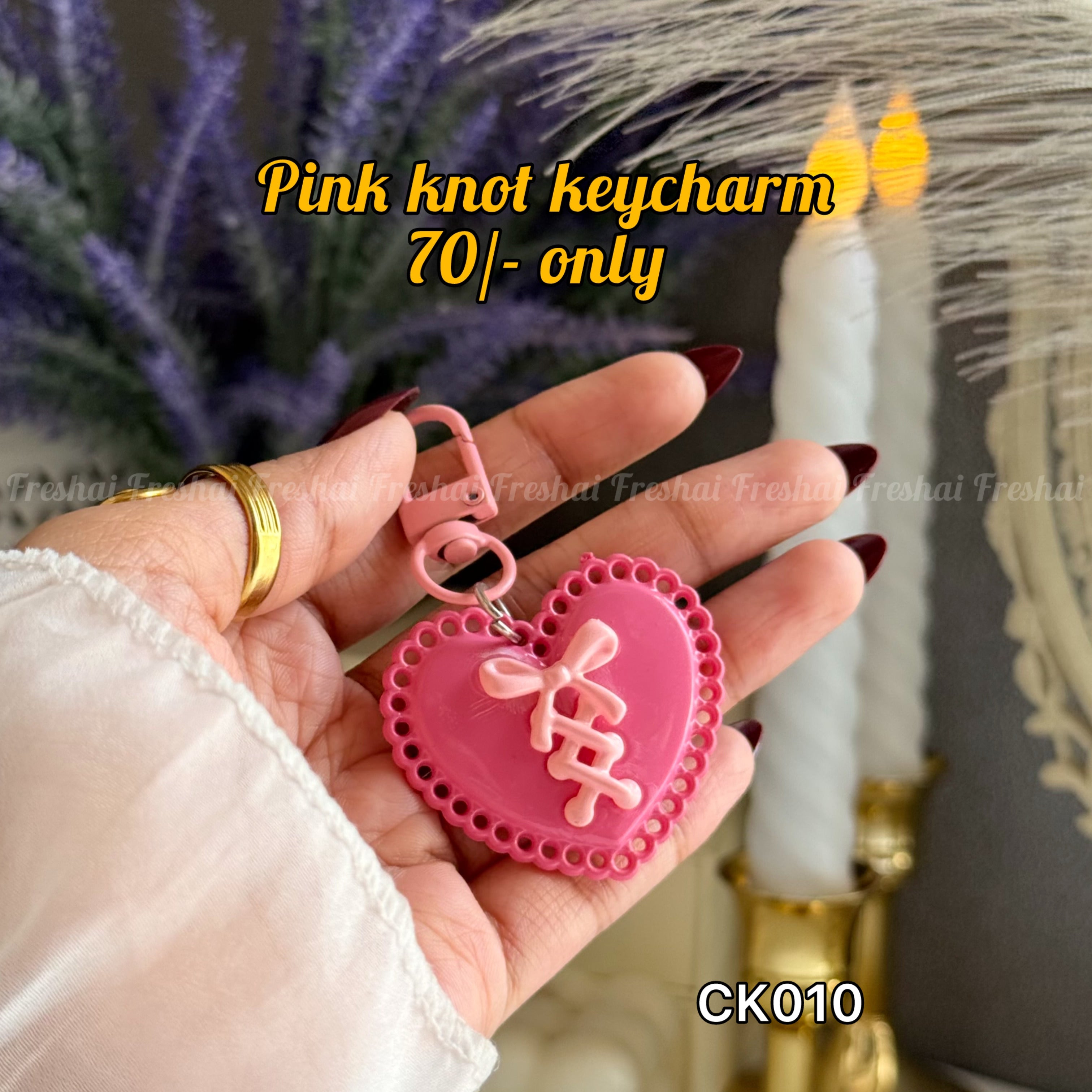 Pink Knot Key charm