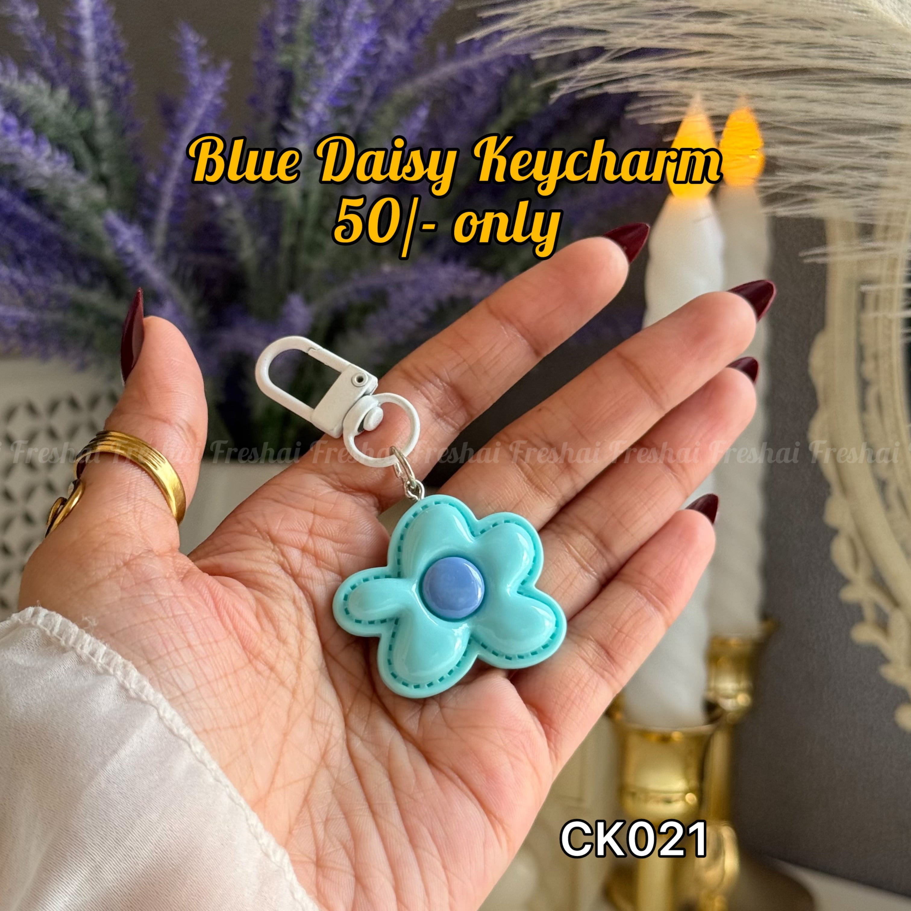 Blue Daisy Key charm