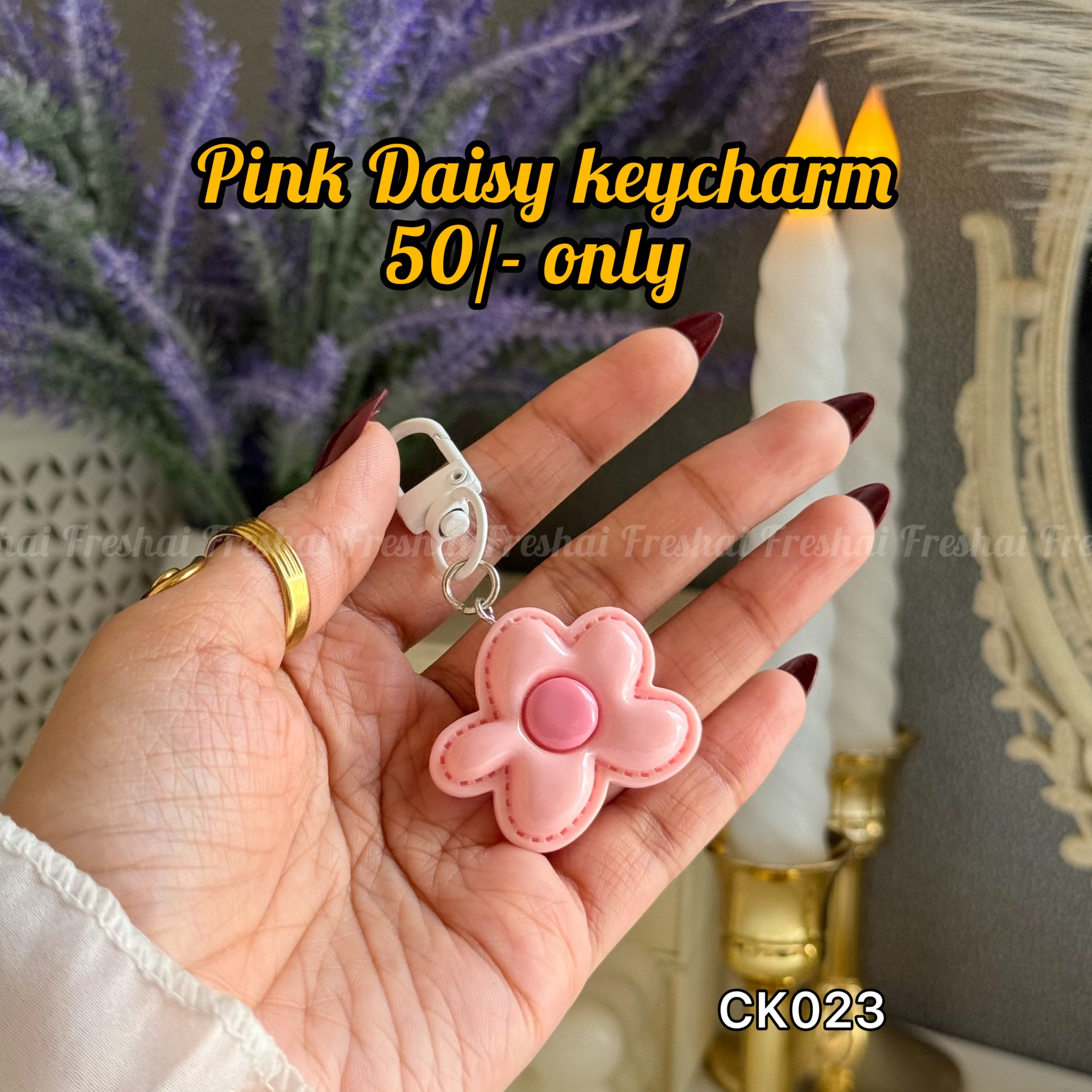 Pink Daisy Key charm