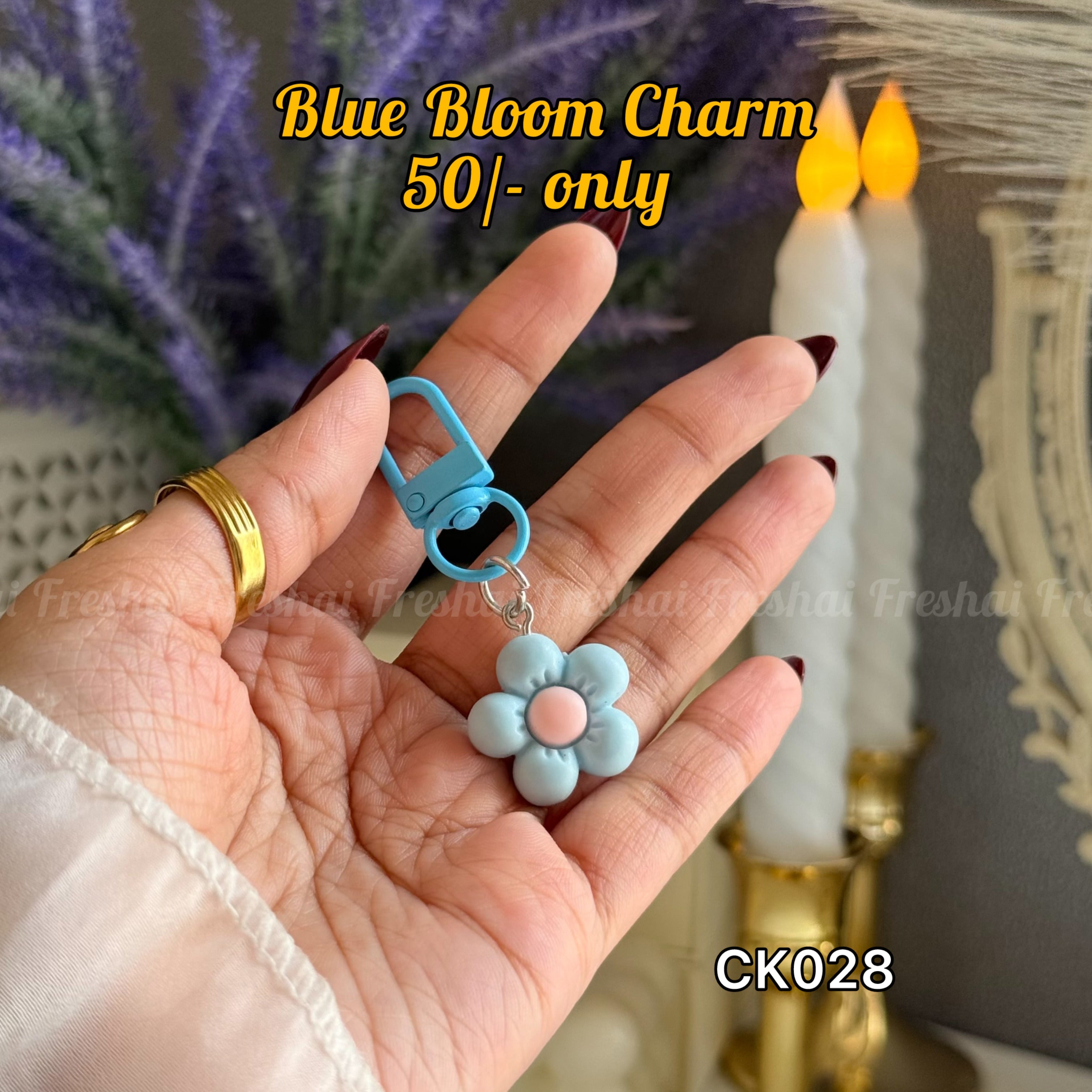 Blue Bloom Charm Key charm