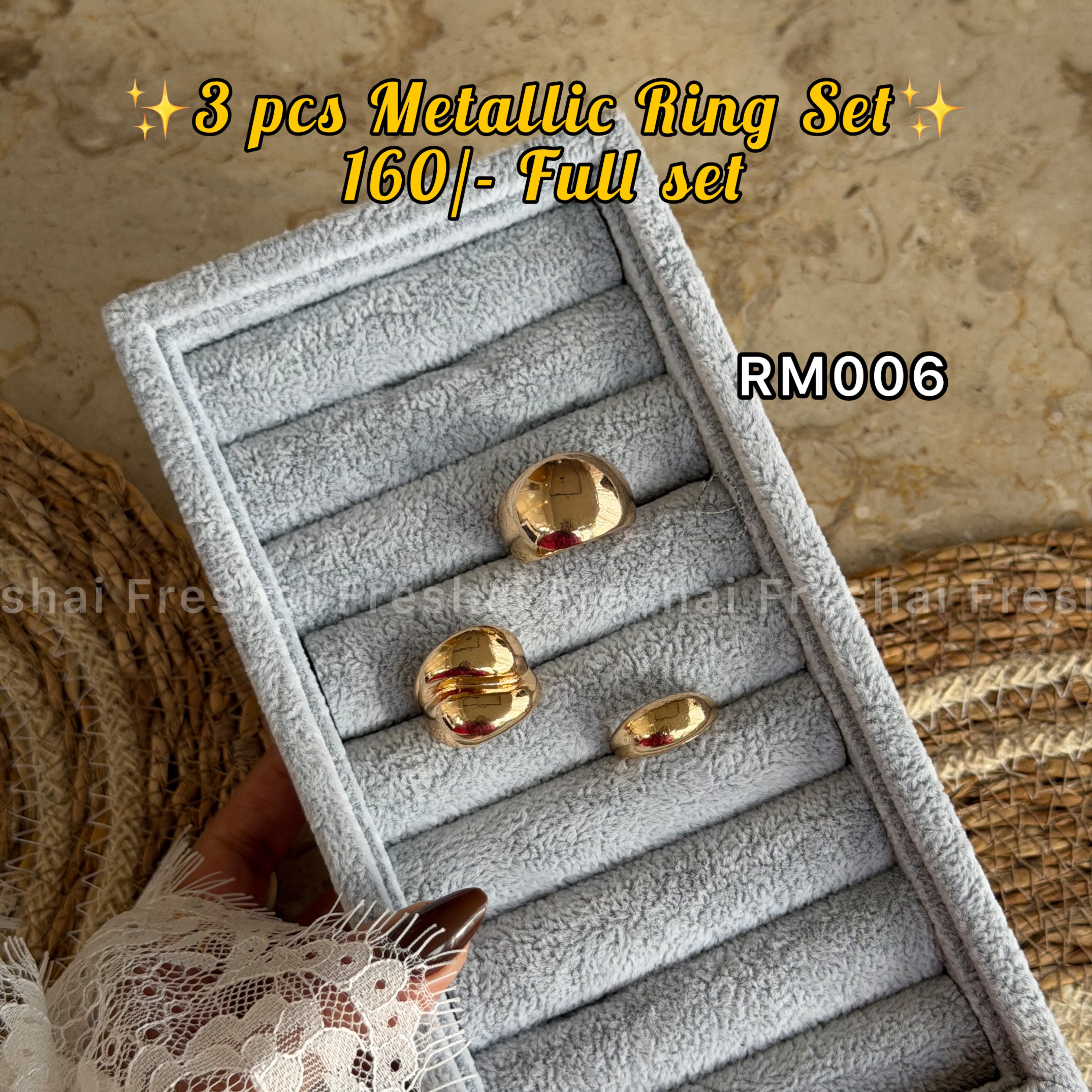 Chunky Gold Dome Metallic Ring Set