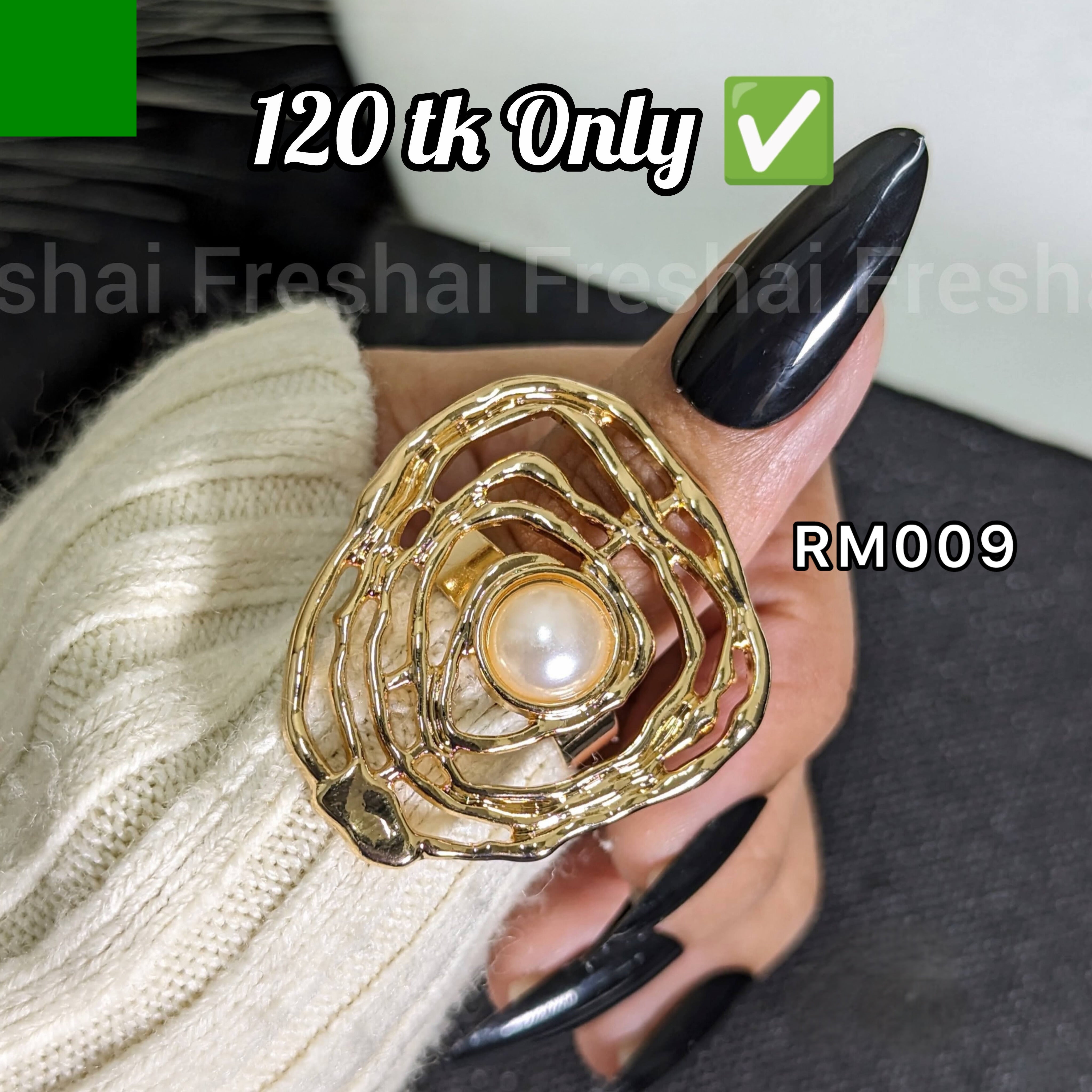 Gold Spiral Pearl Metallic Ring