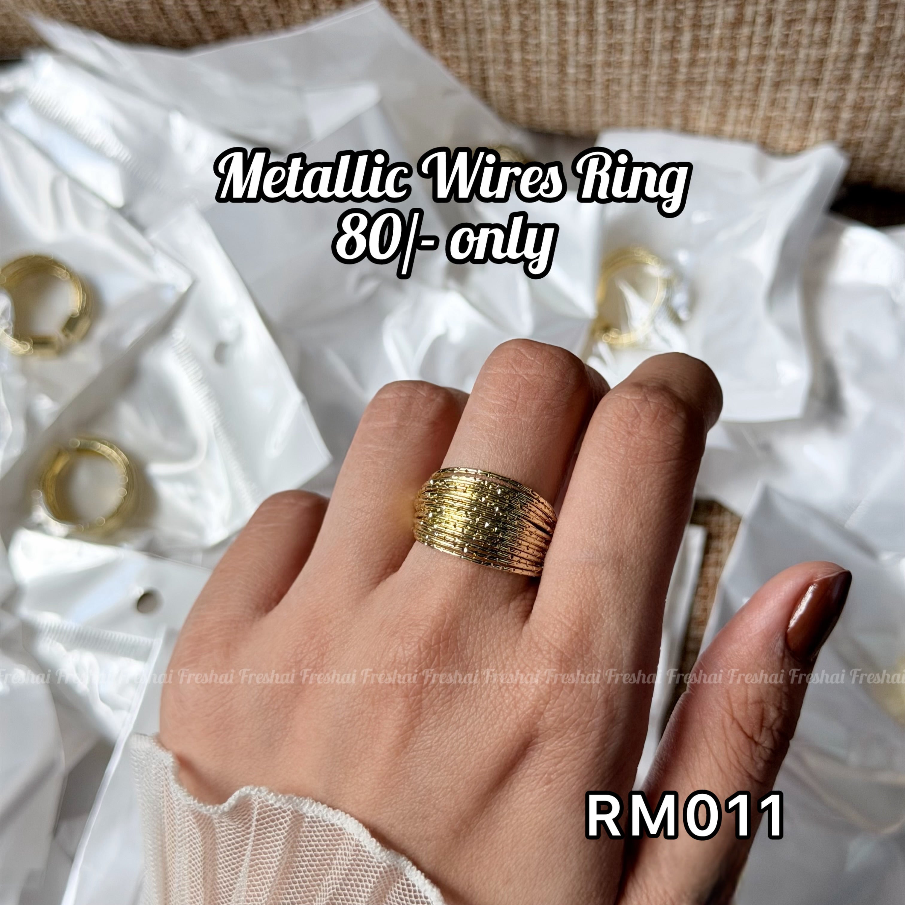 Gold Textured Wires Metallic Ring