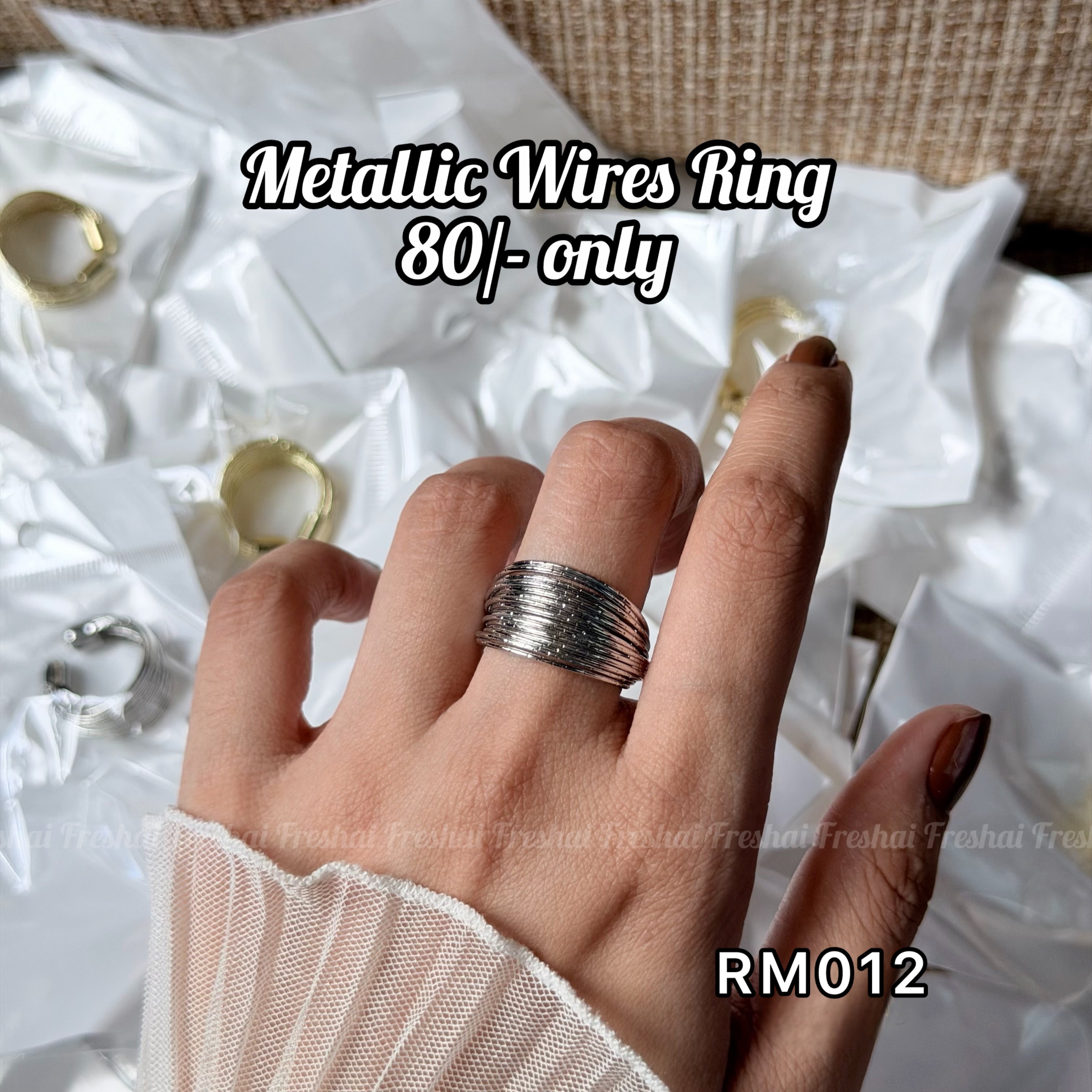Silver Textured Wires Metallic Ring