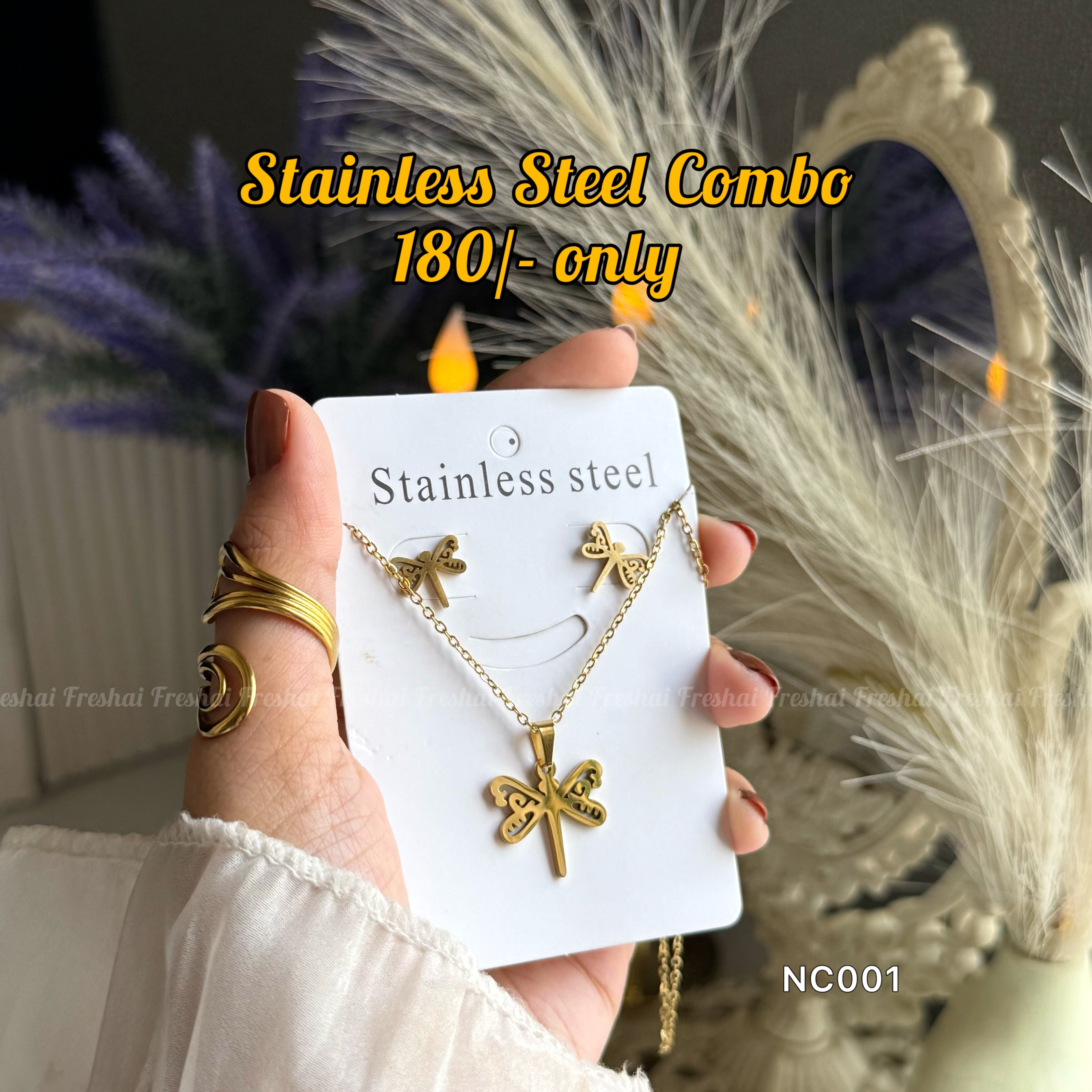 Dragonfly Stainless Steel Jewelry Combo