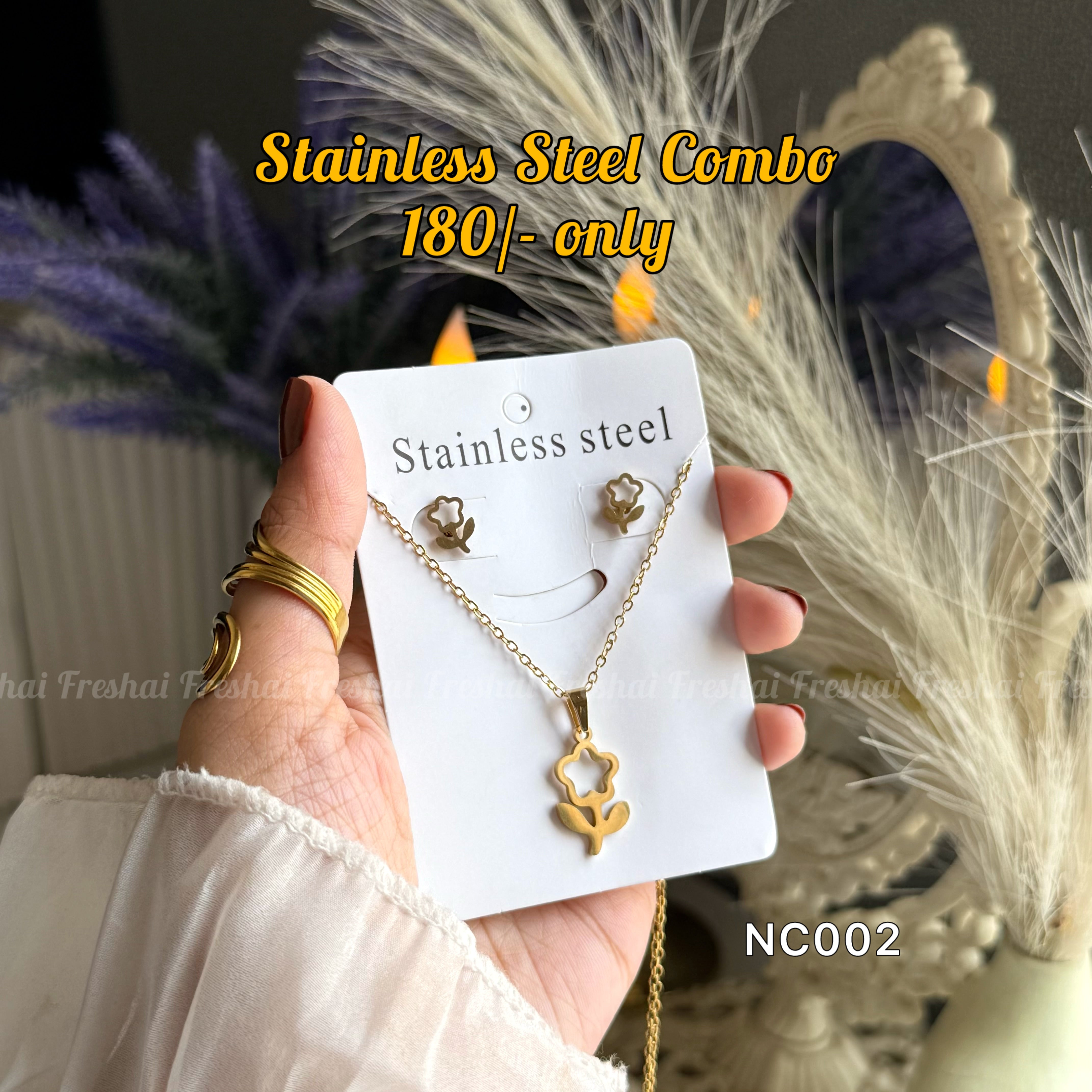Flower Stainless Steel Jewelry Combo