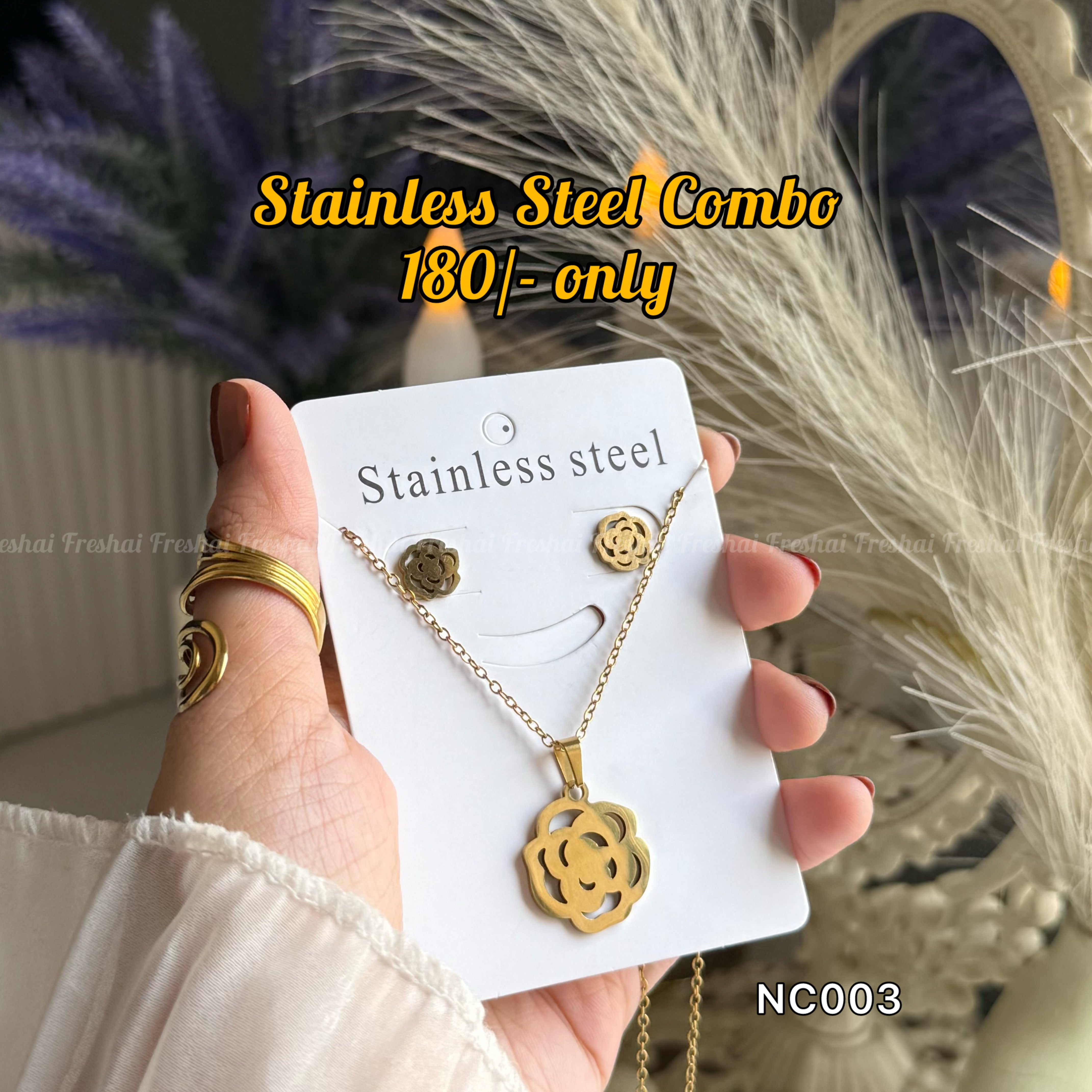 Rose Stainless Steel Jewelry Combo