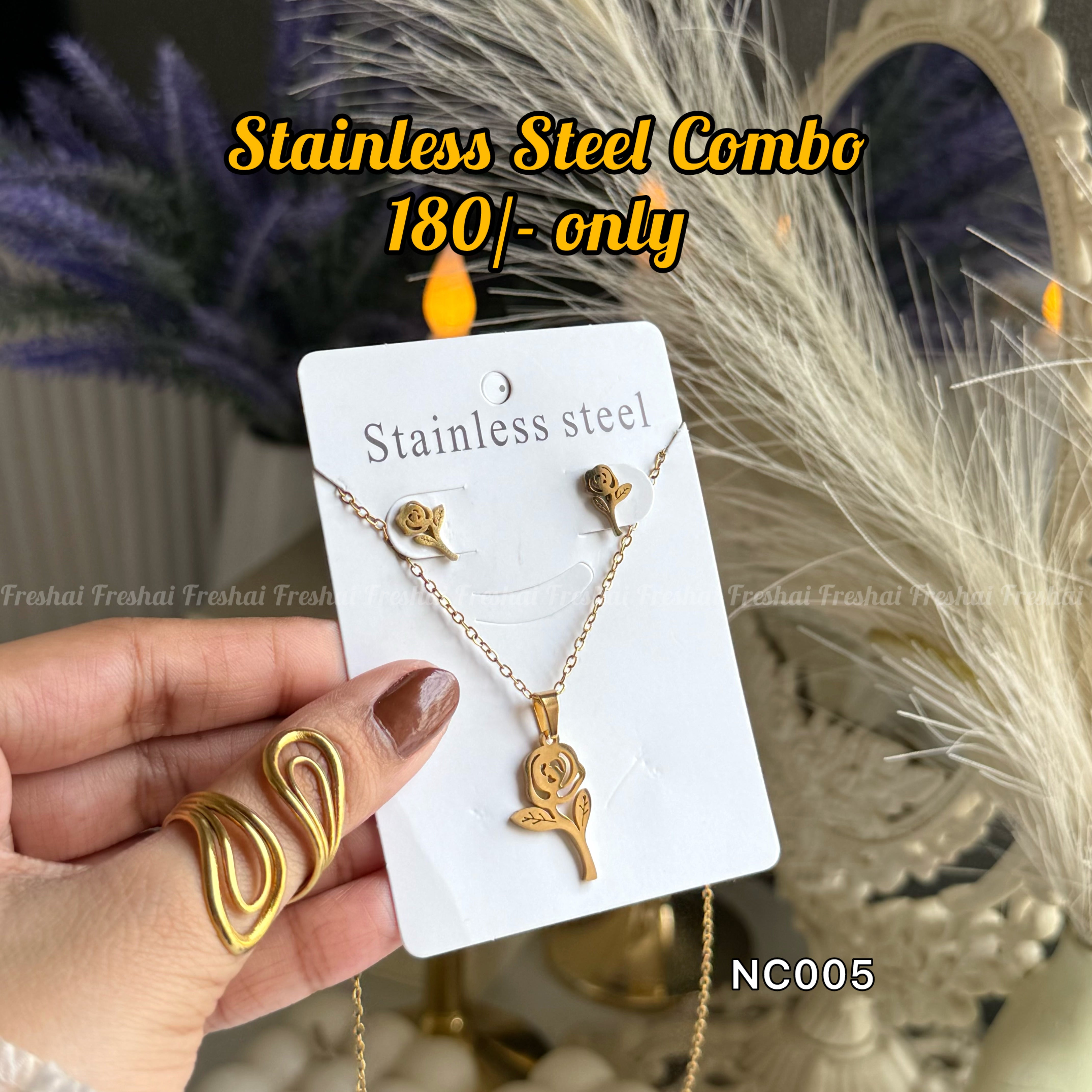 Rosy Stainless Steel Jewelry Combo