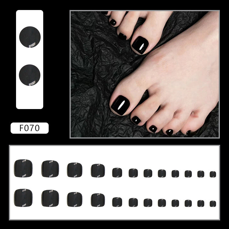 Black  Fake Toe Nails Set