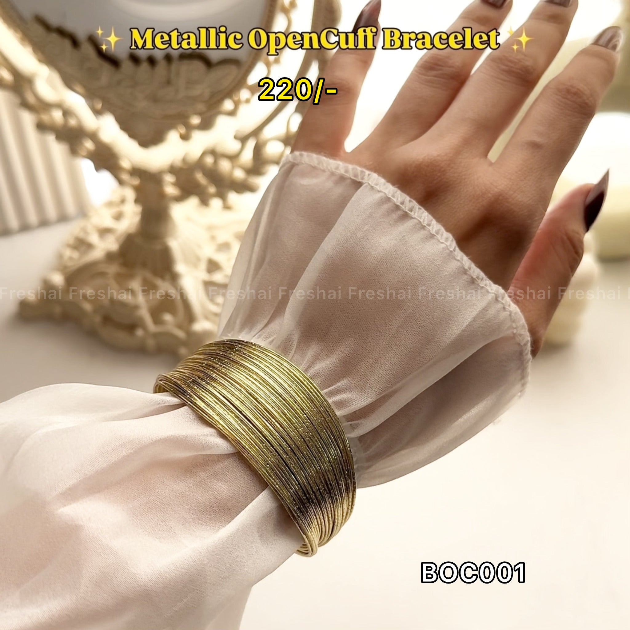 Gold Wire Metallic Cuff Bracelet