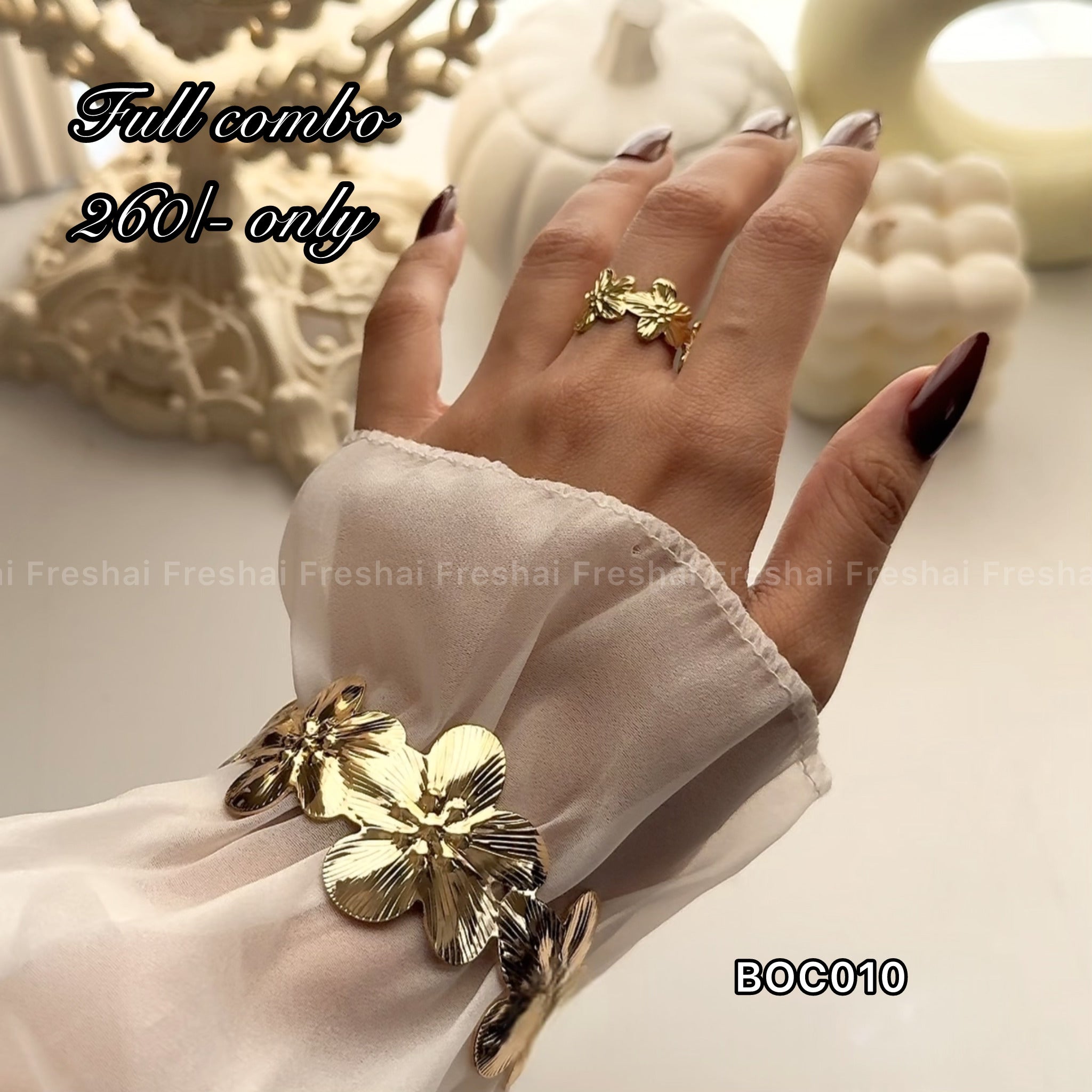 Flowery Ring & Cuff Combo