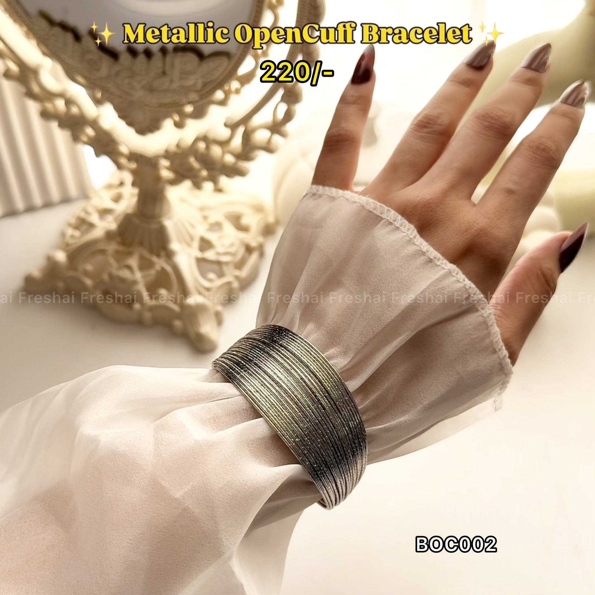 Silver Wire Metallic Cuff Bracelet