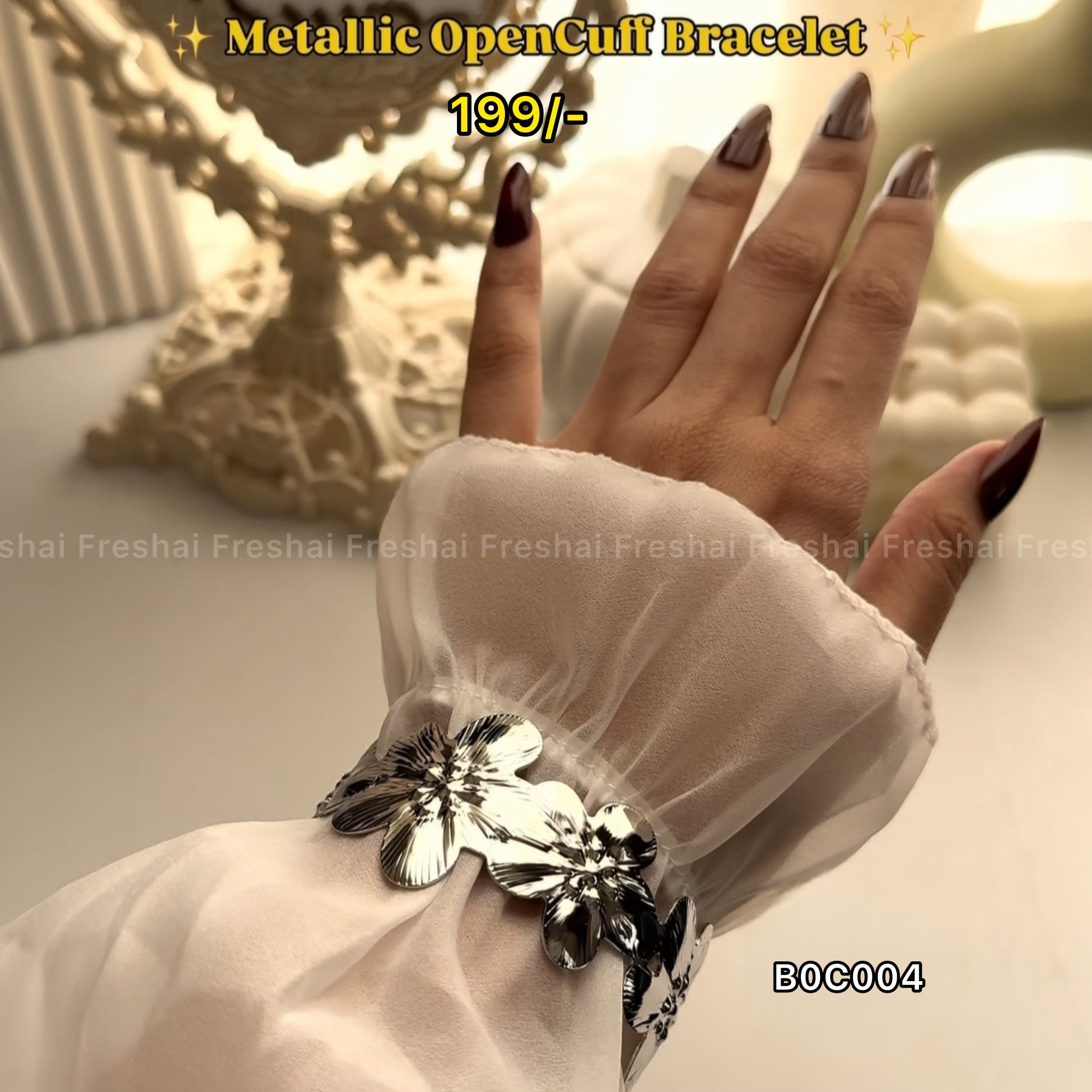Silver Flowery Metallic Bracelet