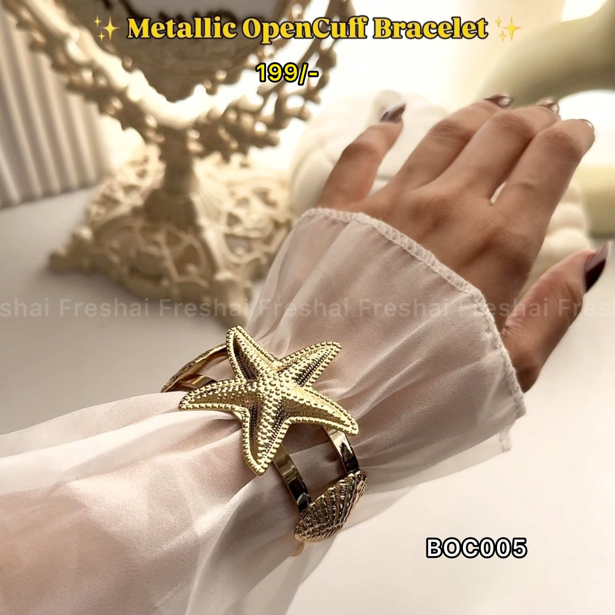 Starfish Metallic Cuff Bracelet
