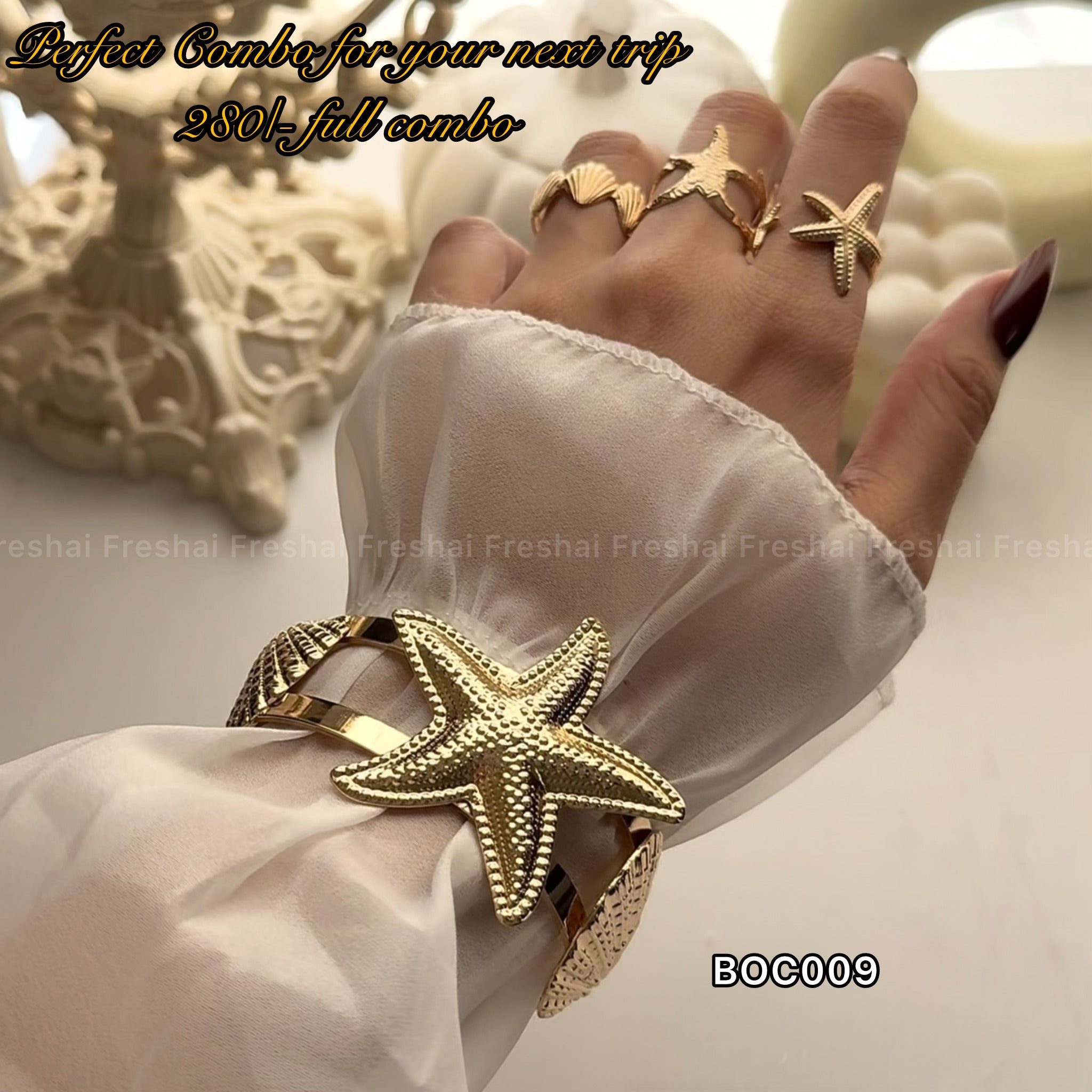 Starfish Ring & Bracelet Combo