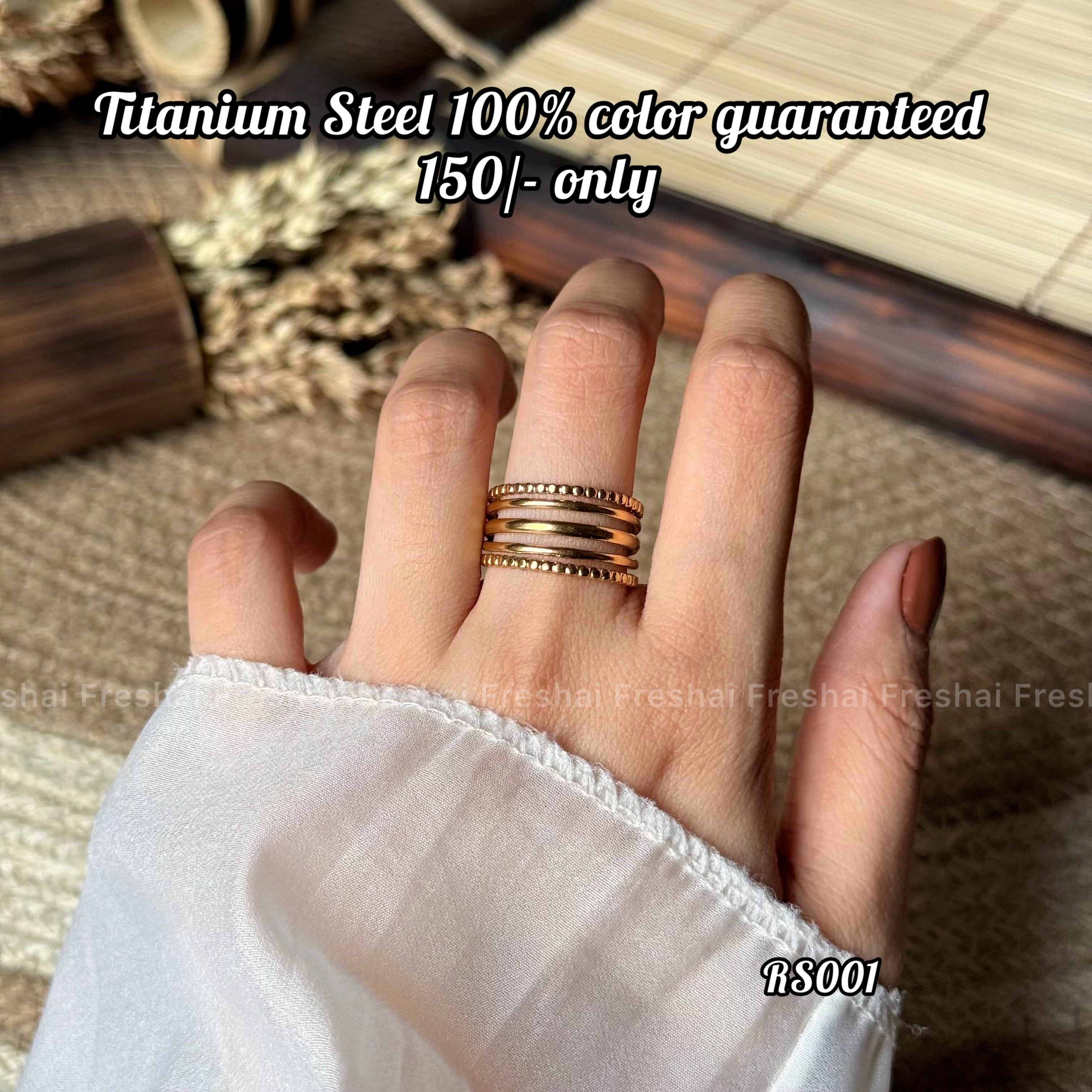 Gold Multi Layer Band Stainless Steel Ring