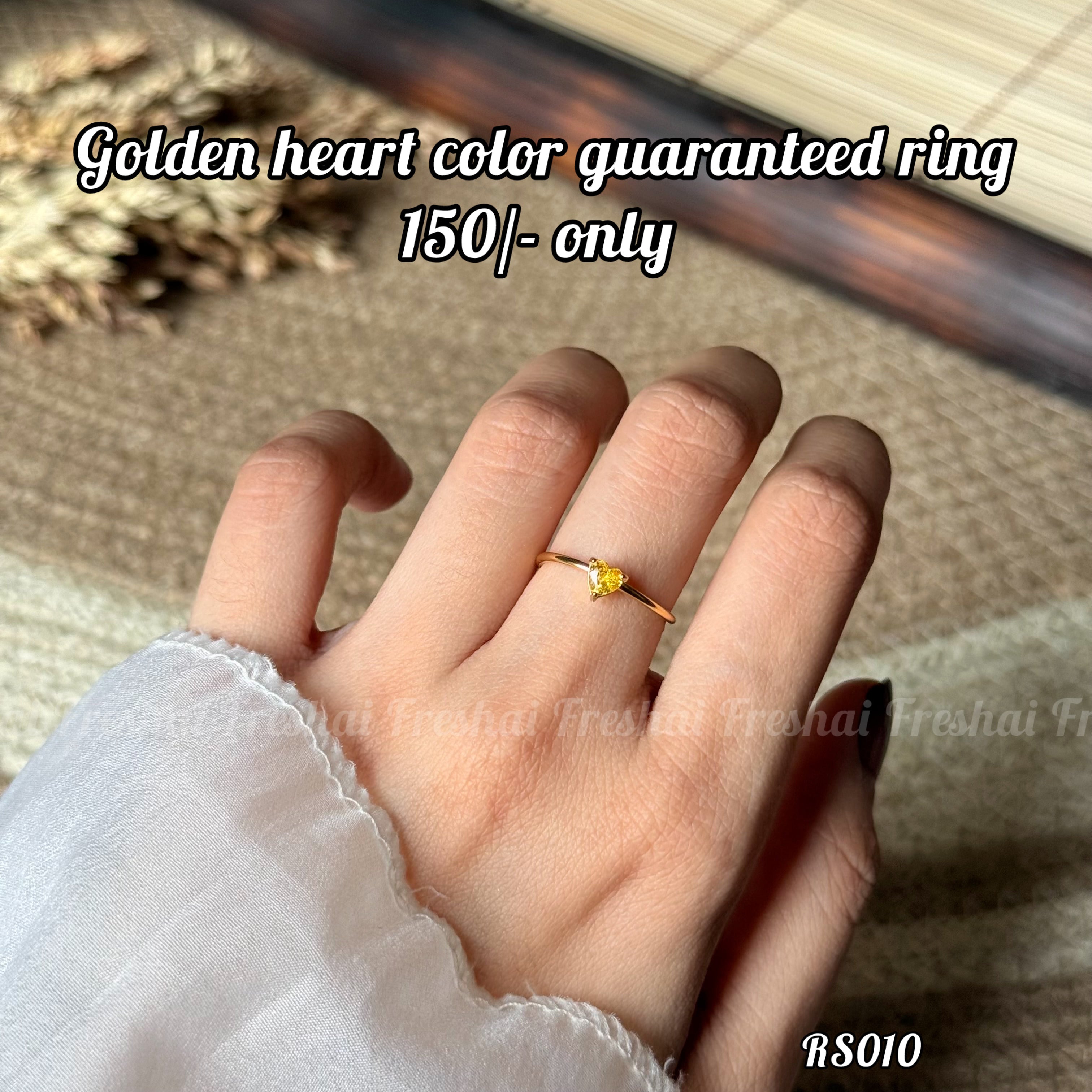 Gold Heart Charm Adjustable Stainless Steel Ring