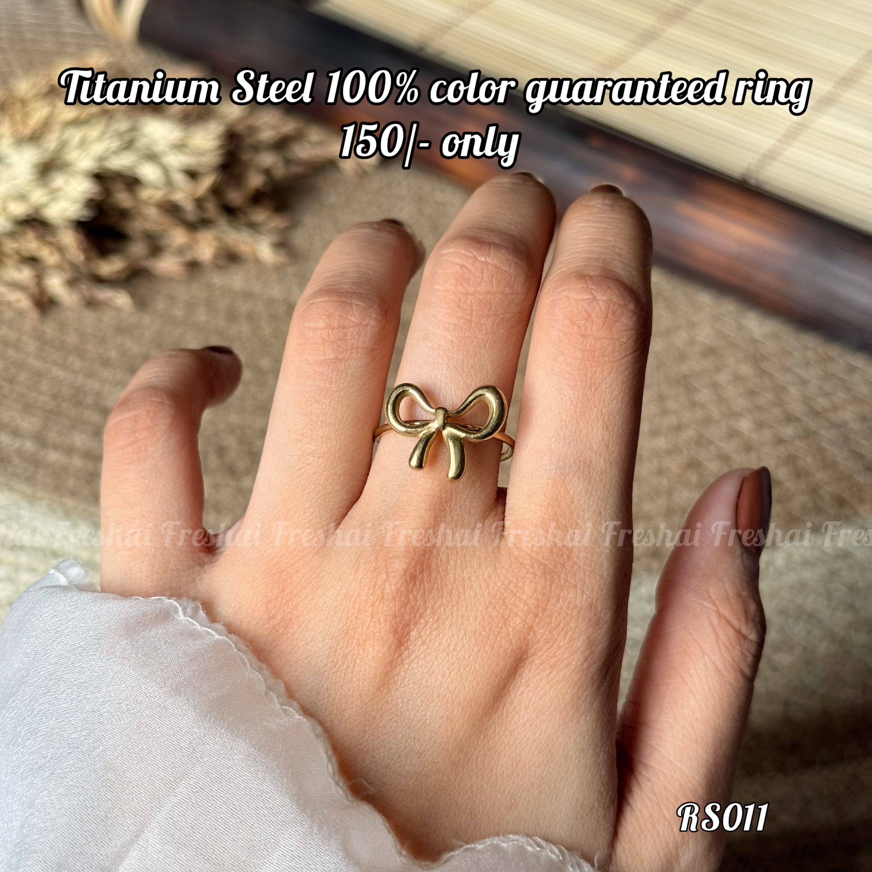 Gold Coquette Stainless Steel Bow Ring
