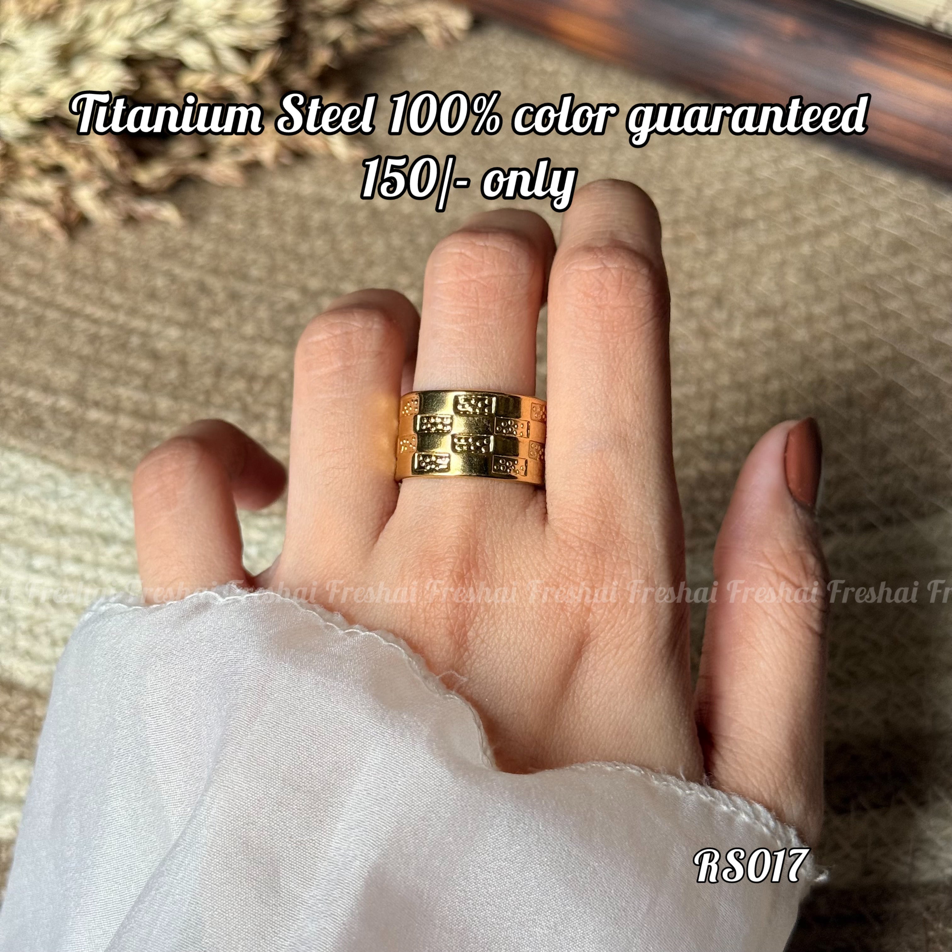Checkerboard Pattern Stainless Steel Ring
