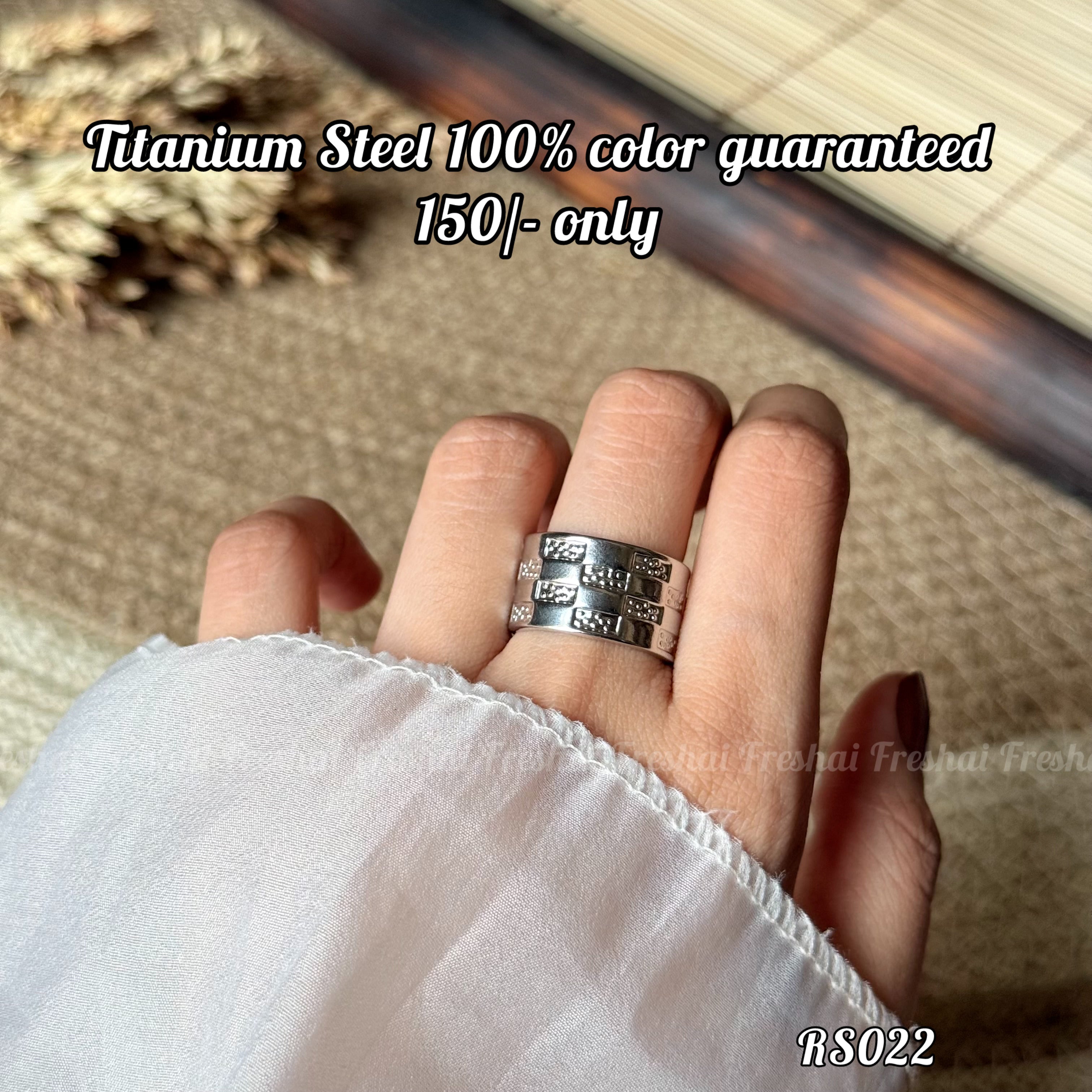 Checkerboard Pattern Stainless Steel Ring