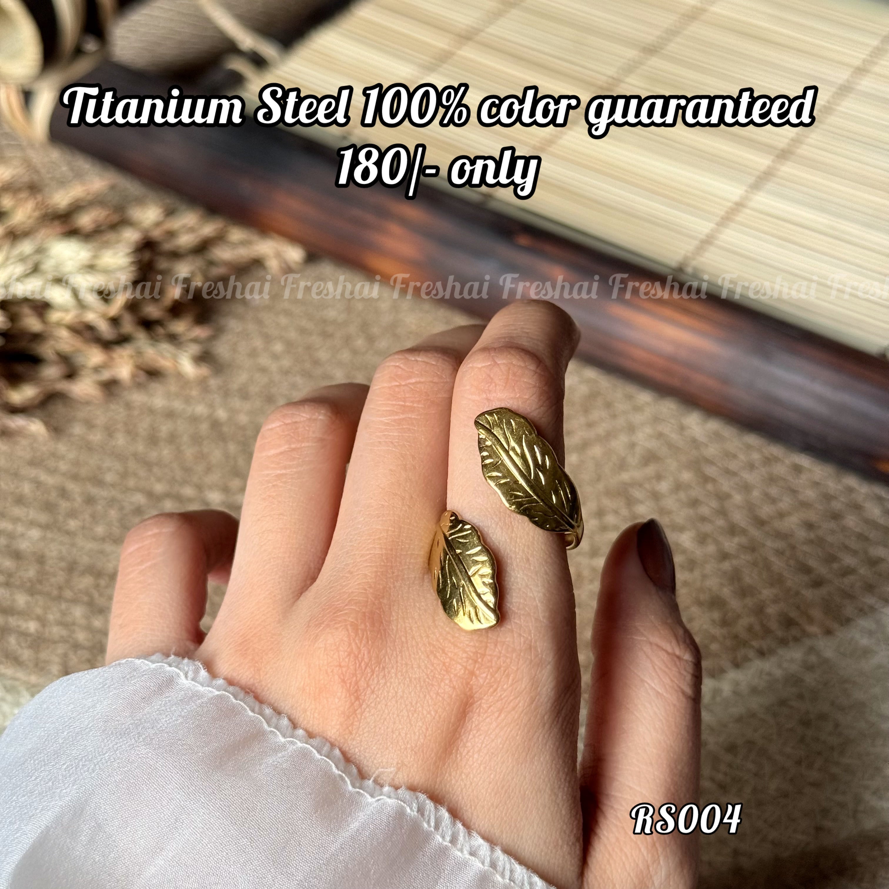 Elegant Leaf Stainless Steel Ring