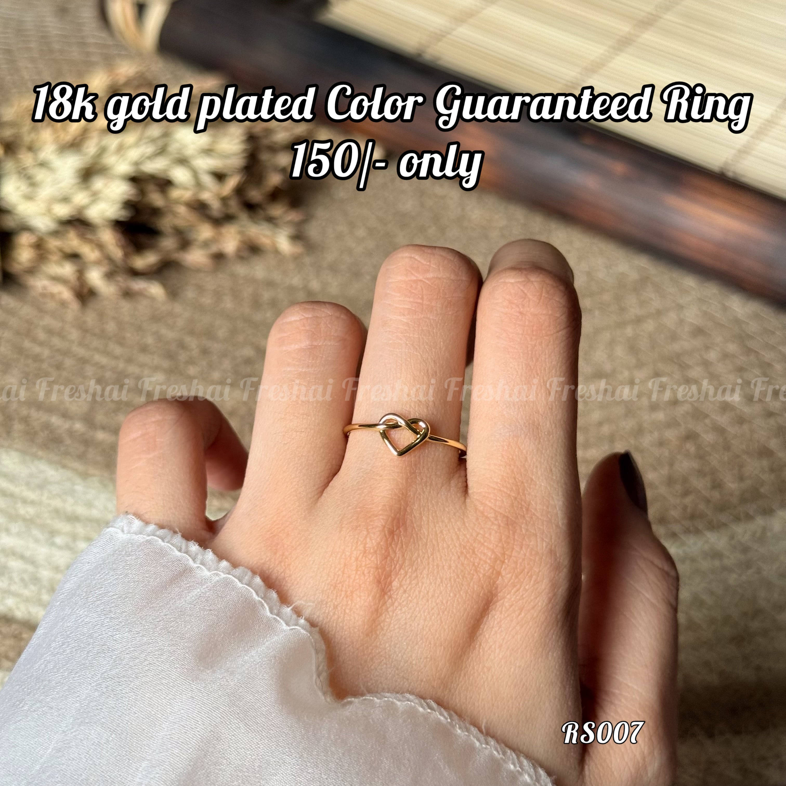 Gold Open Heart Knot Adjustable Stainless Steel Ring