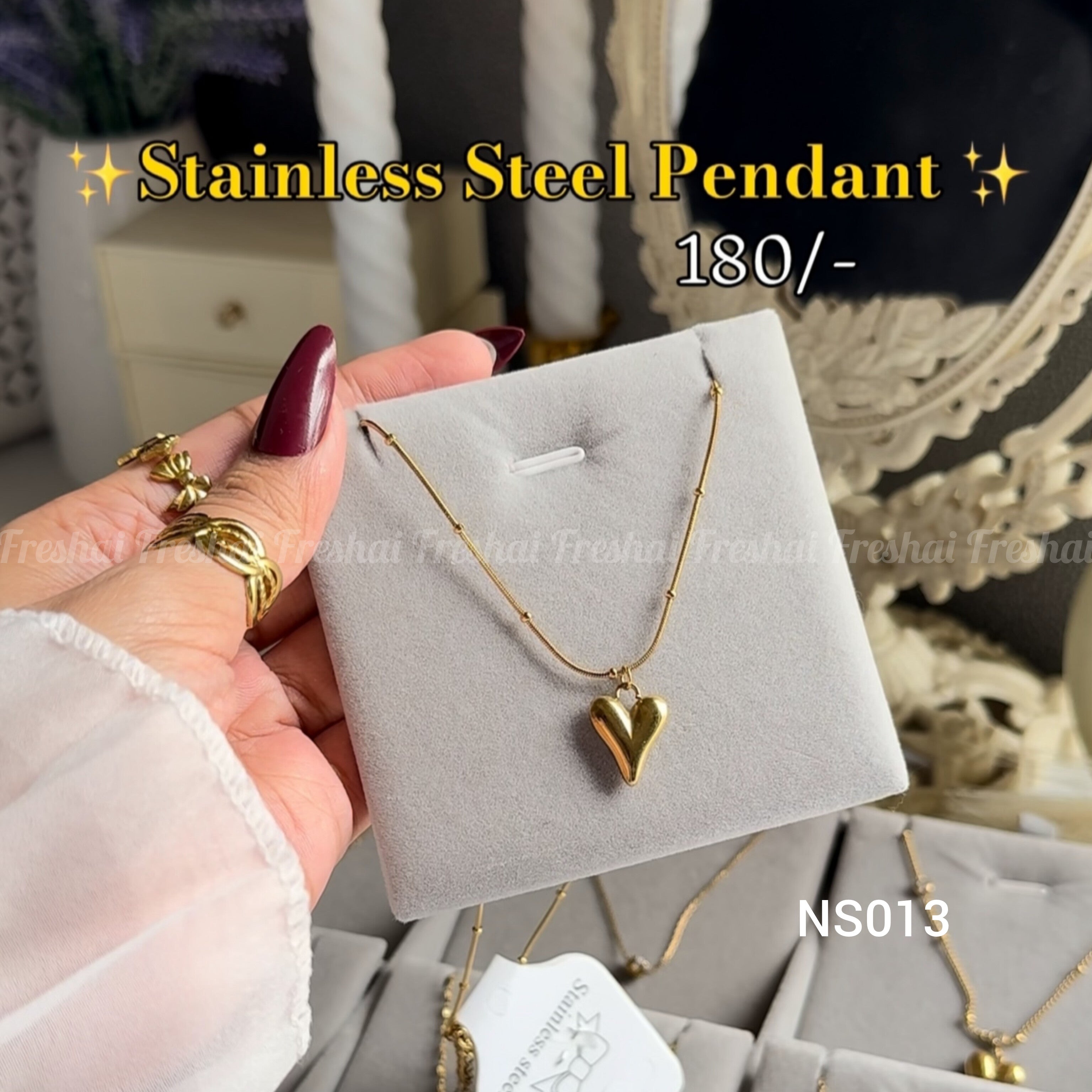 Puffed Heart Stainless Steel Pendant