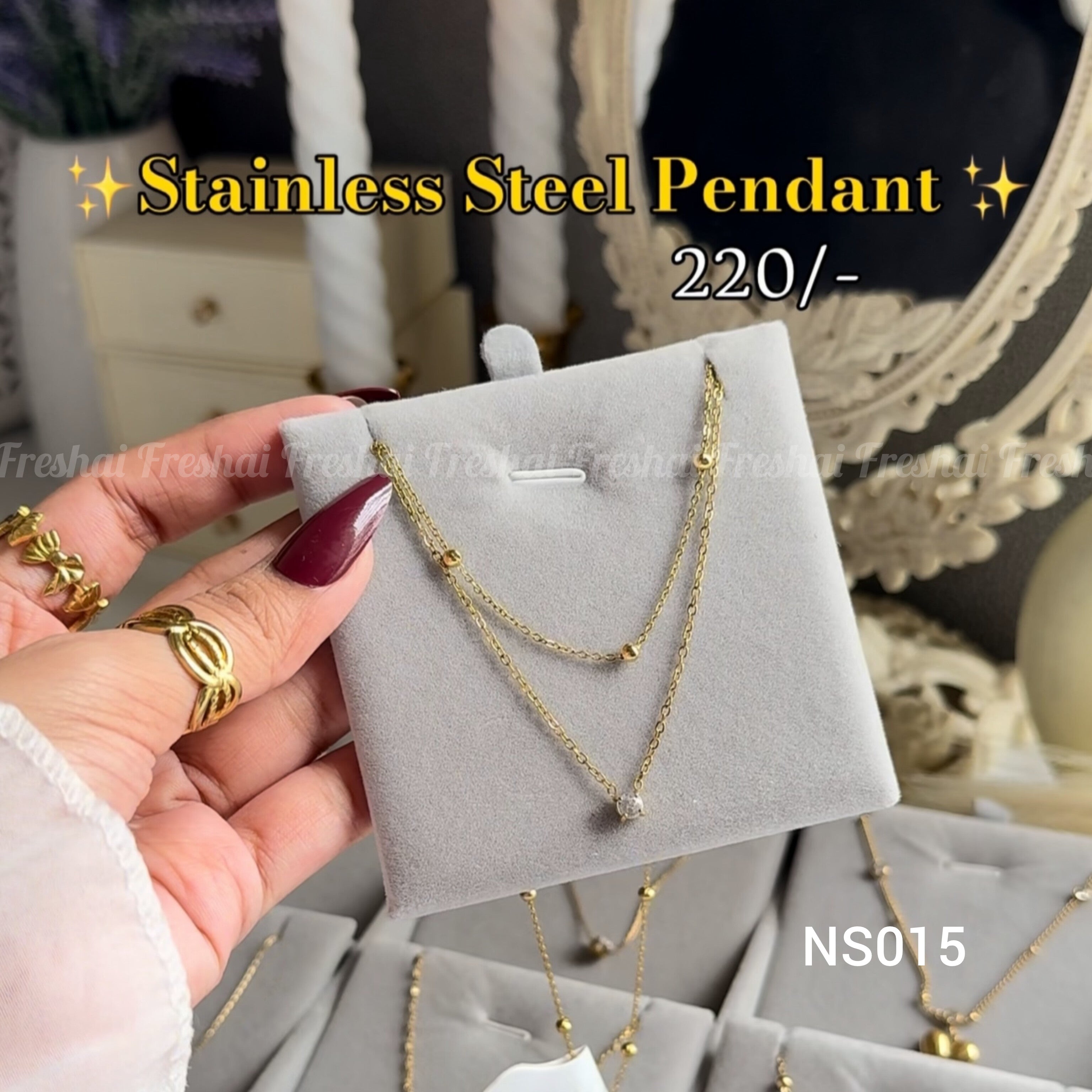Double Layer Crystal Stainless Steel Pendant