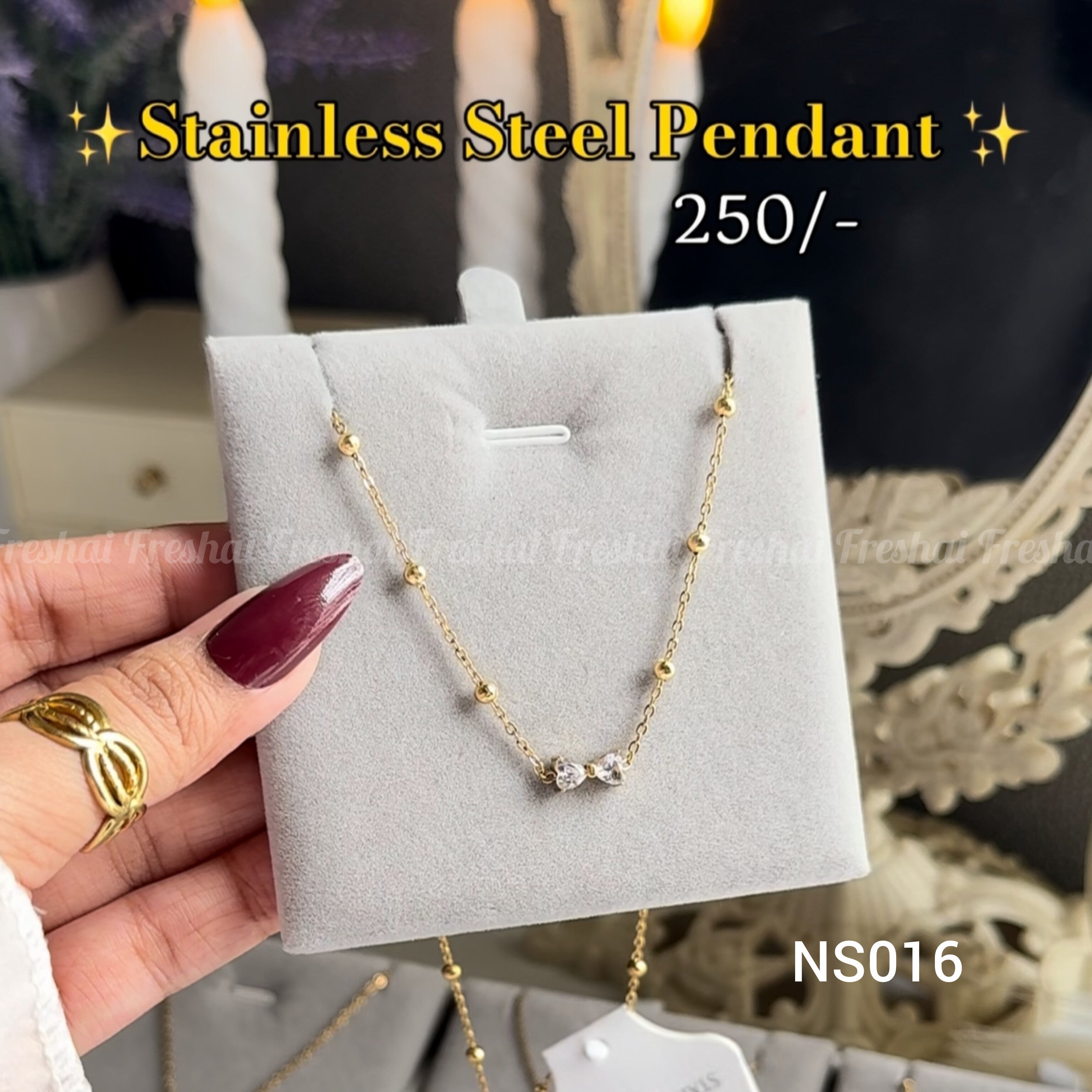 Crystal Bead Stainless Steel Pendant